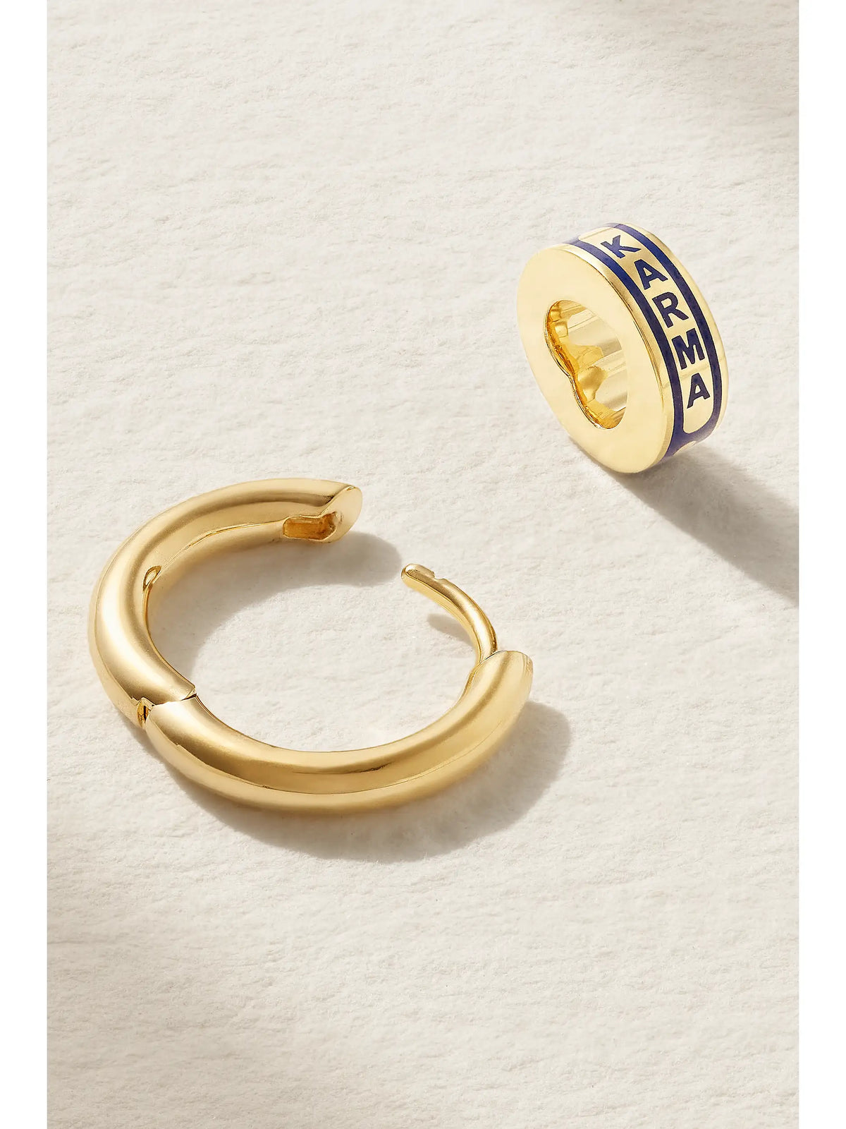 Karma Heart Beat Small 18-karat Gold And Ceramic Single Hoop Earring