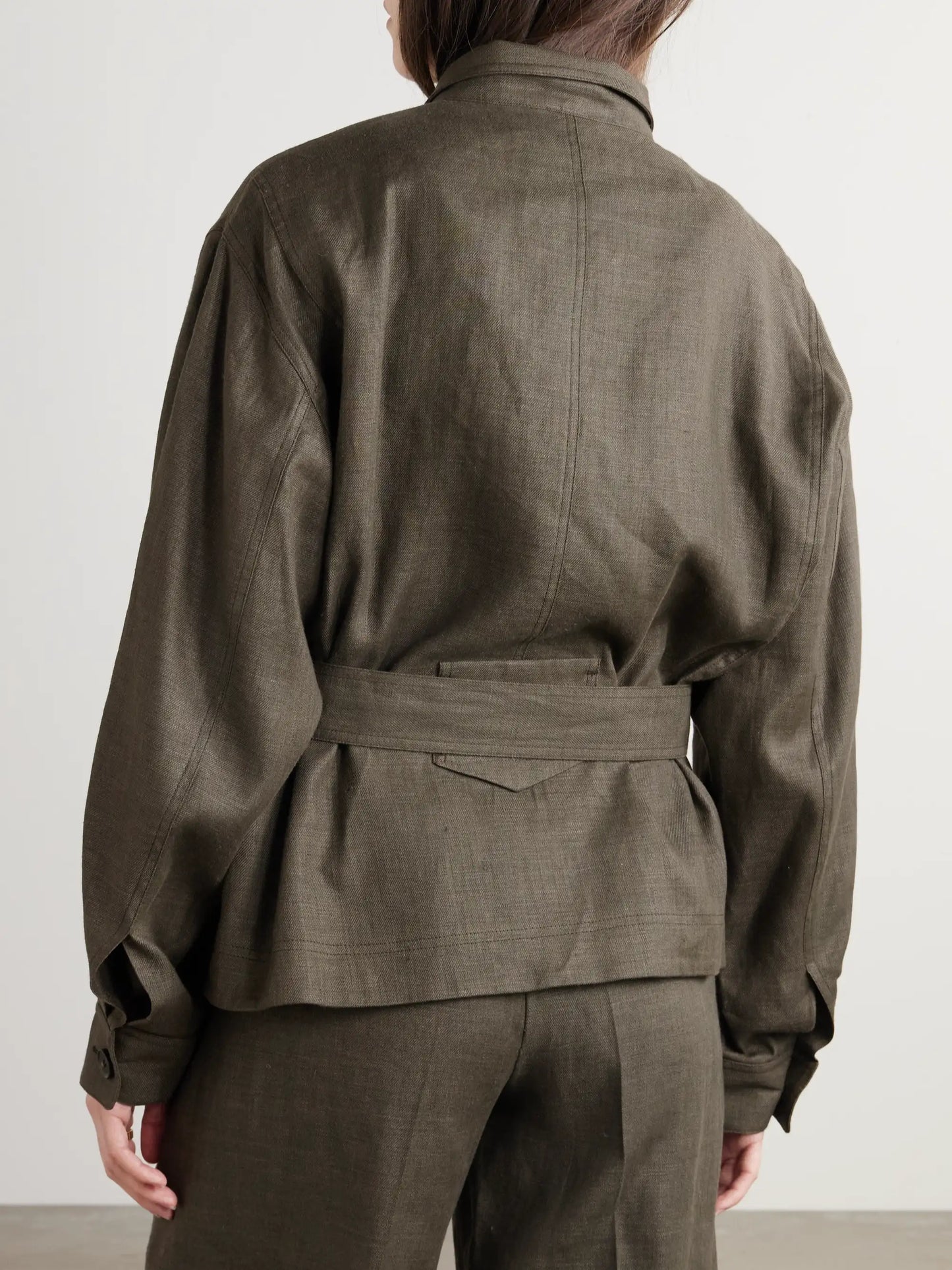 Jaylon Belted Linen And Wool-blend Jacket