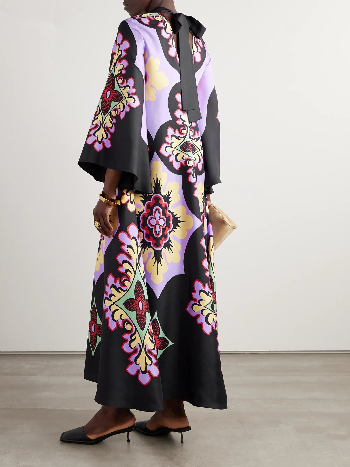 Icon Magnifico Draped Printed Silk-twill Maxi Dress
