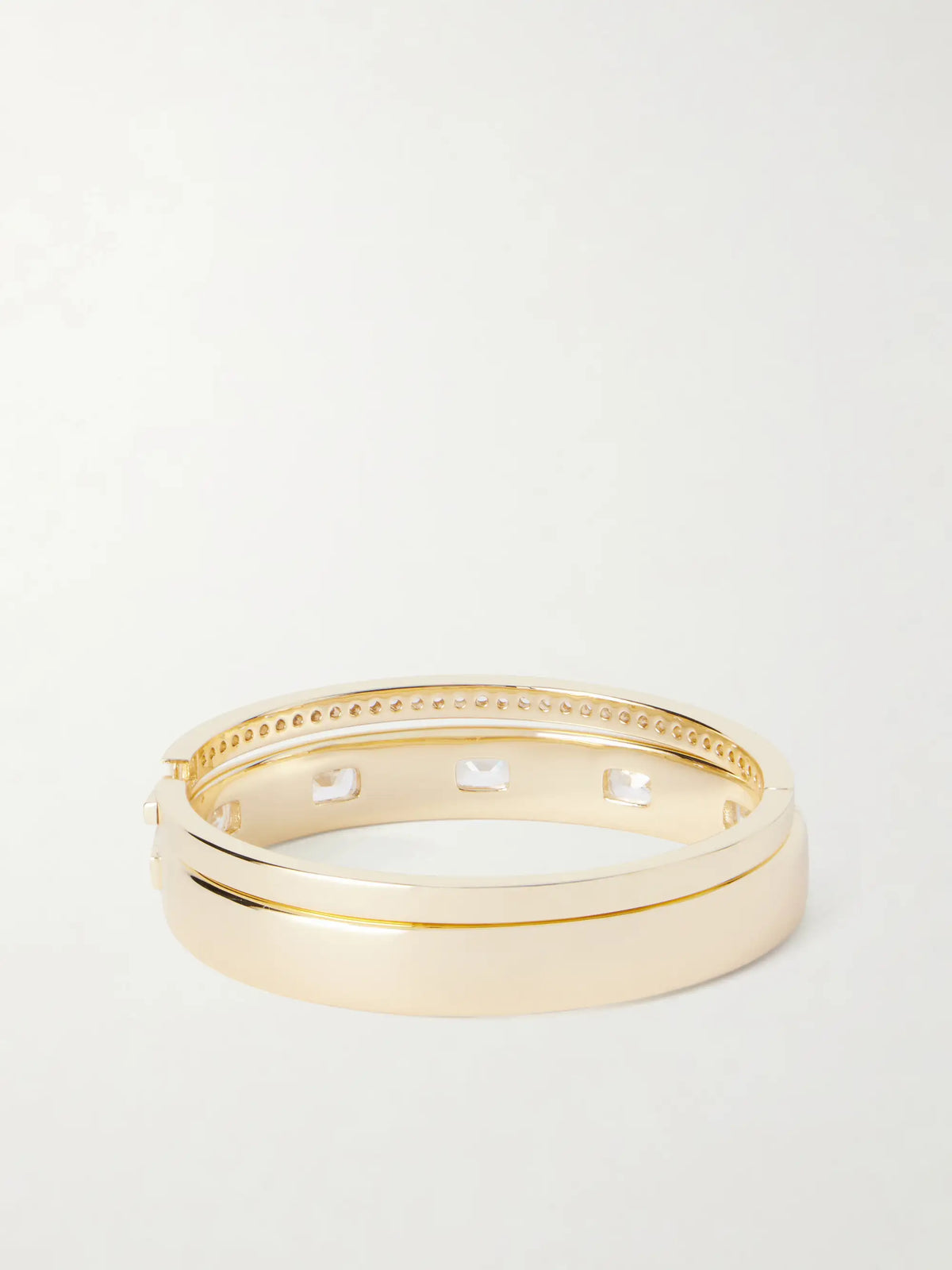 The Cubic Hinged Set Of Two Gold-tone Cubic Zirconia, Crystal And Enamel Cuffs