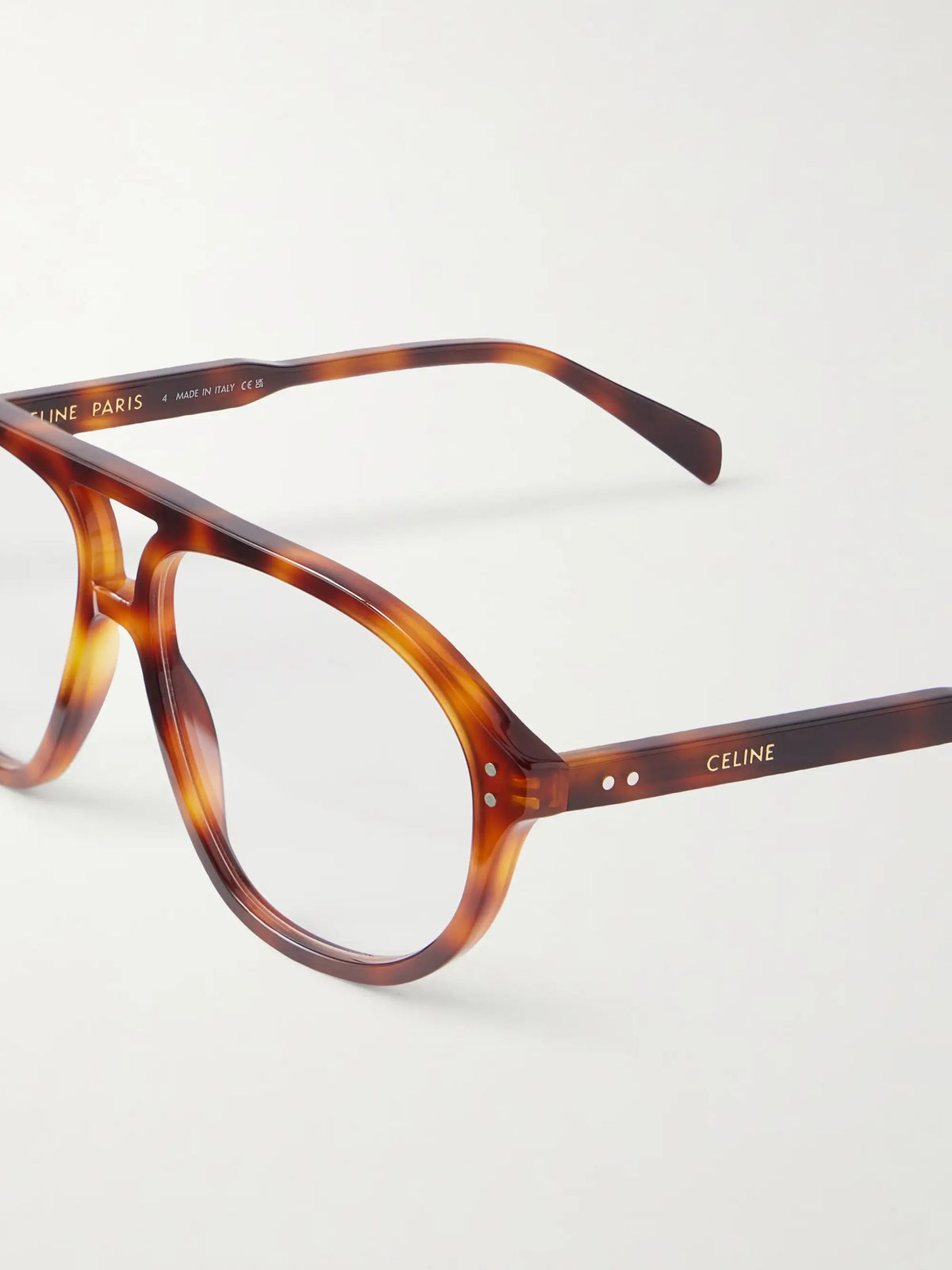 CELINE Eyewear Triomphe Aviator-frame Tortoiseshell Acetate Optical Glasses