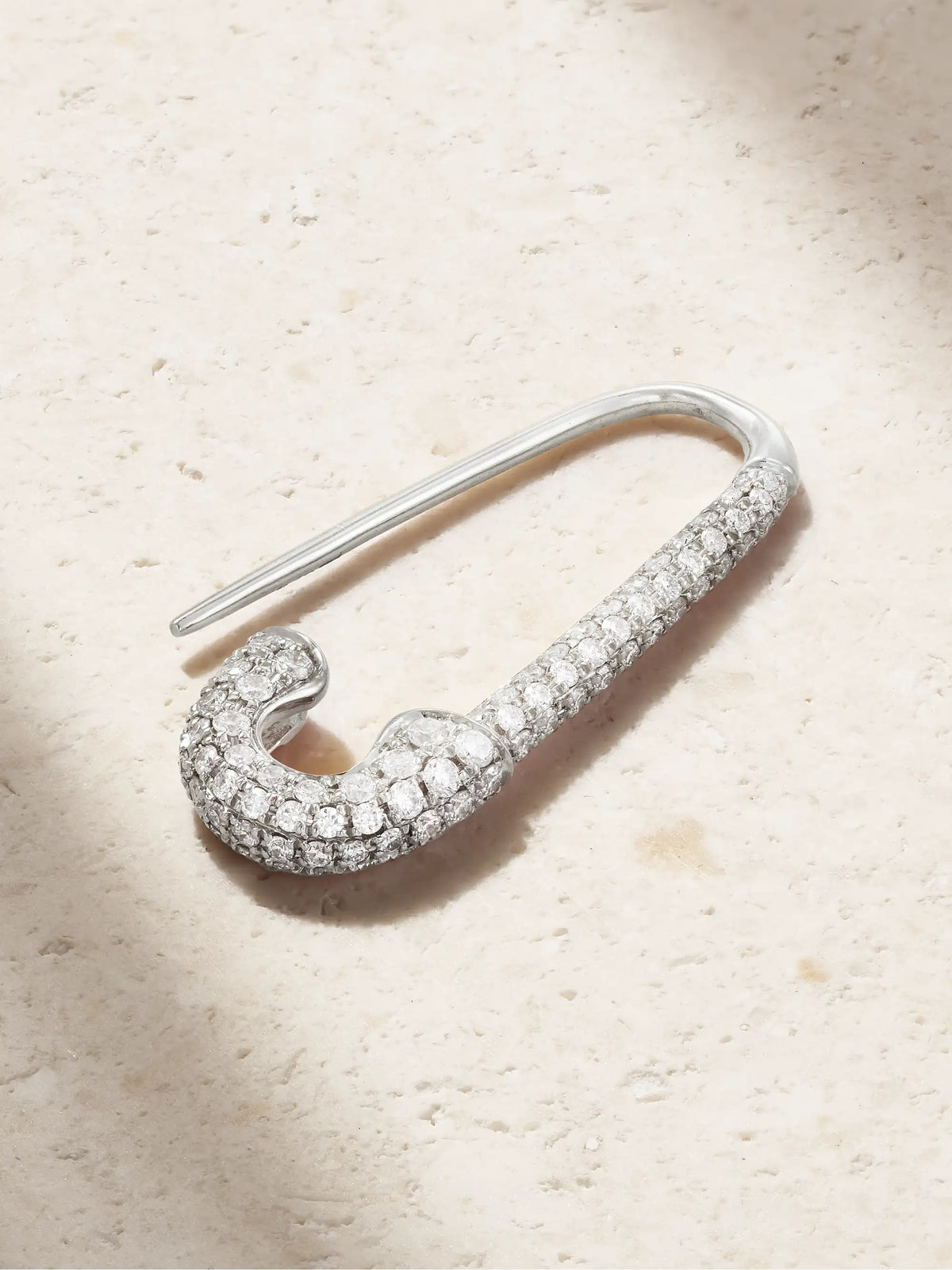 Safety Pin 18-karat White Gold Diamond Single Earring