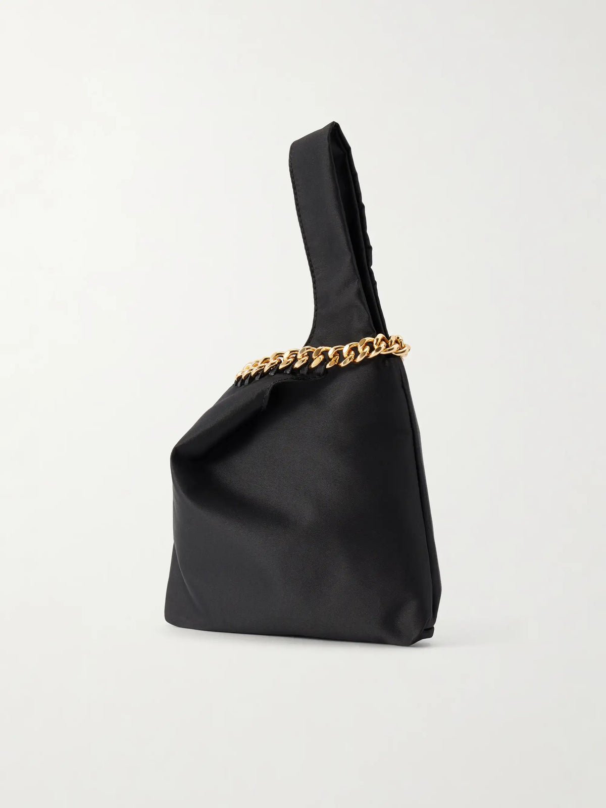 Farabella Logo-embellished Gold-tone And Satin Wristlet Tote