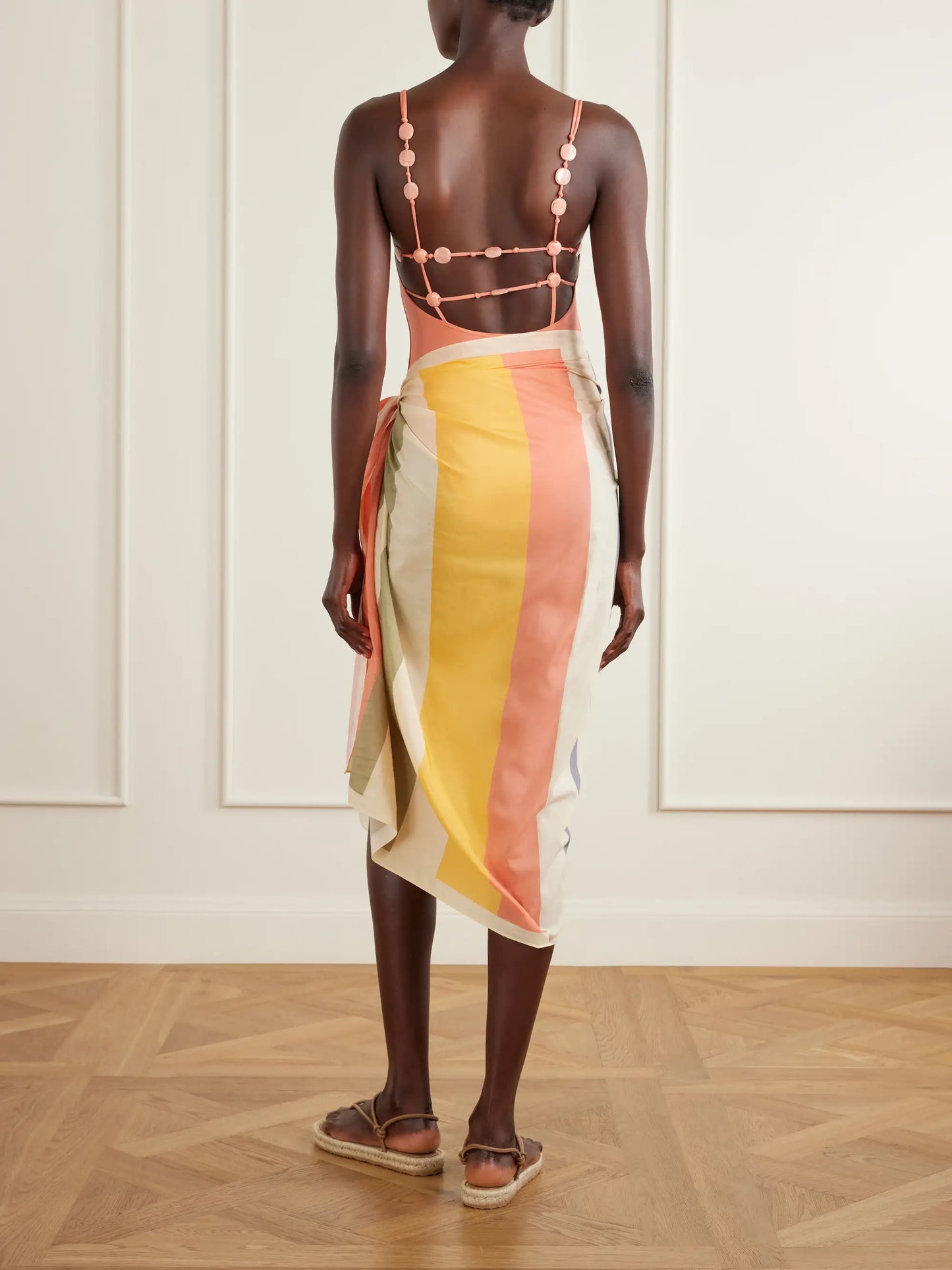 Croquant Striped Cotton And Silk-blend Sarong