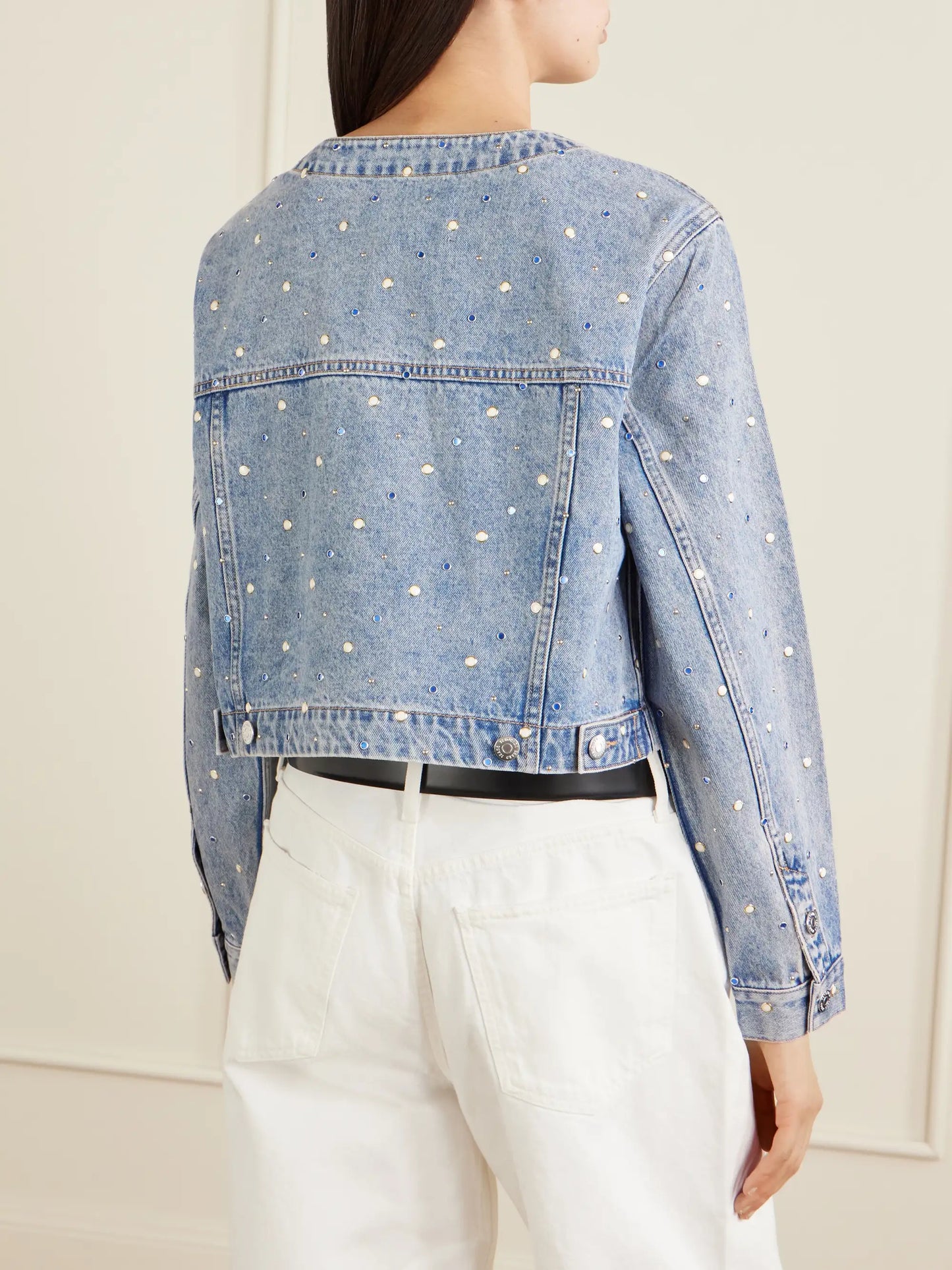 Lowry Cropped Embellished Denim Jacket