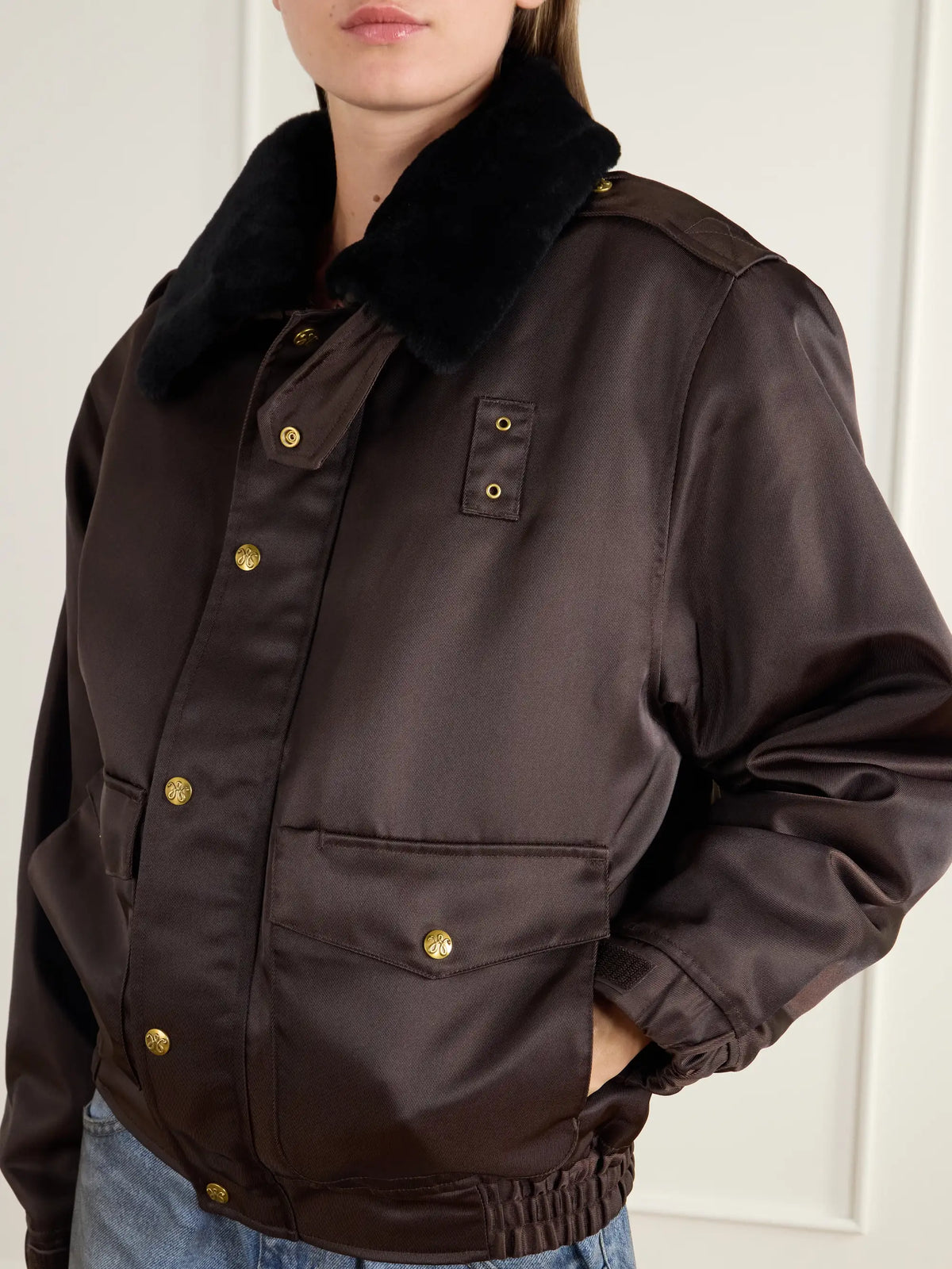 Willy Chavarria Uniform Plush-trimmed Twill Bomber Jacket
