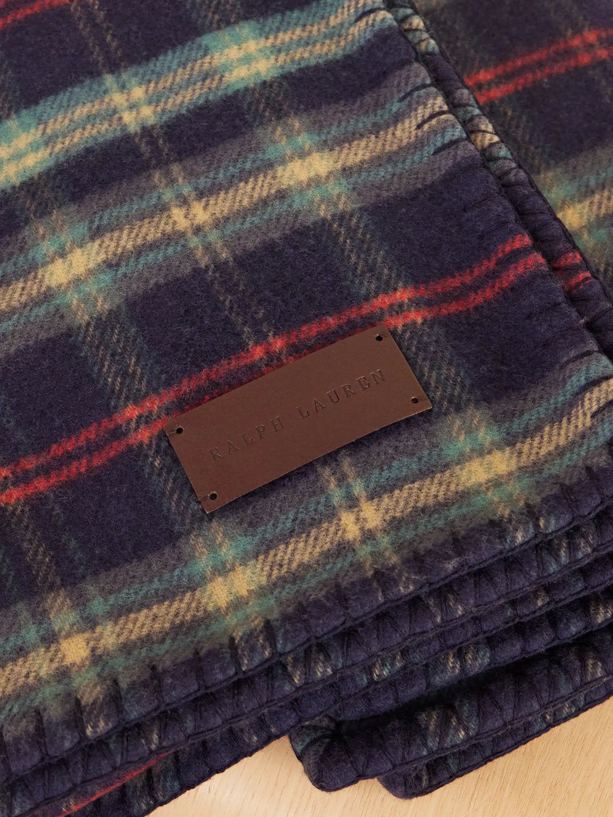 Georgia Leather-trimmed Whipstitched Checked Wool And Cashmere-blend Blanket