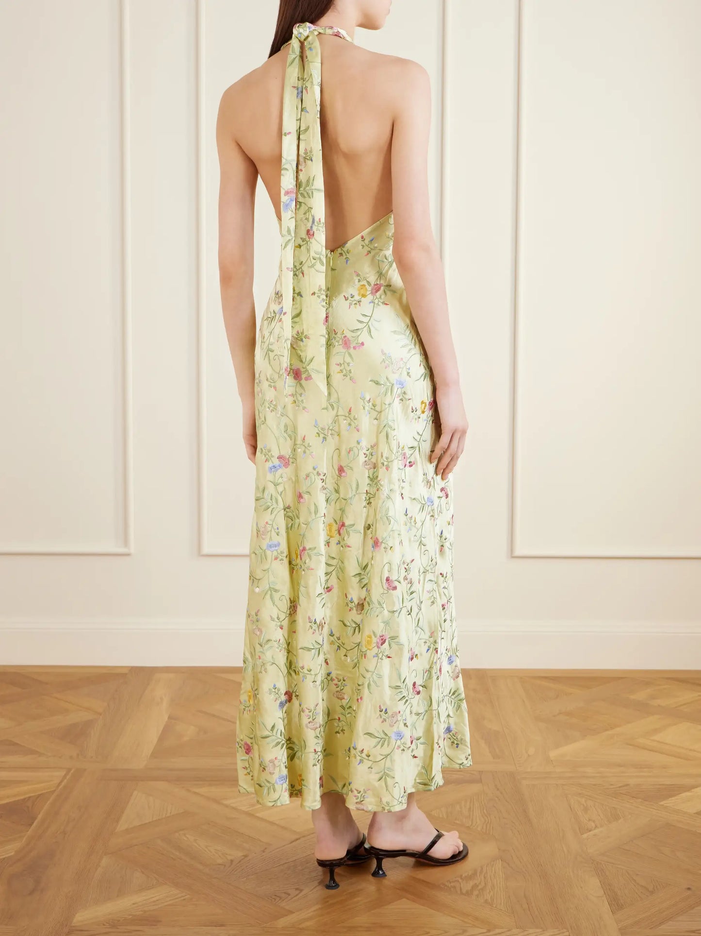 Dune Floral-embroidered Satin Maxi Dress