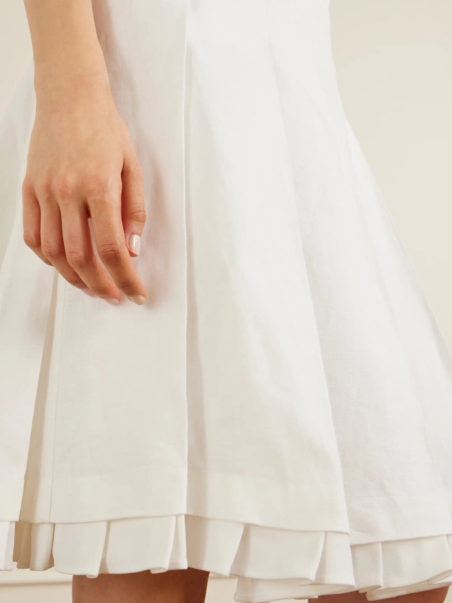 Pleated Linen Midi Skirt
