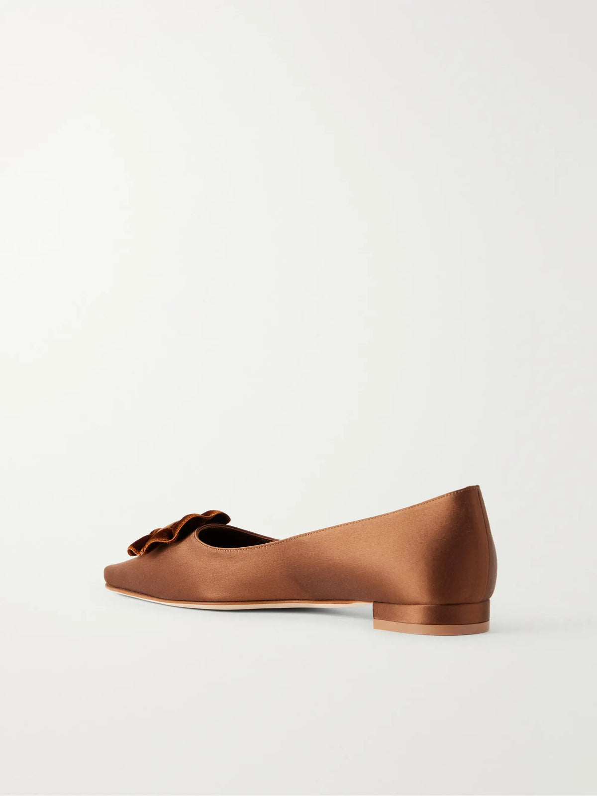 Manolo Blahnik Fortanflat 10 Floral-appliquéd Velvet-trimmed Satin Flats