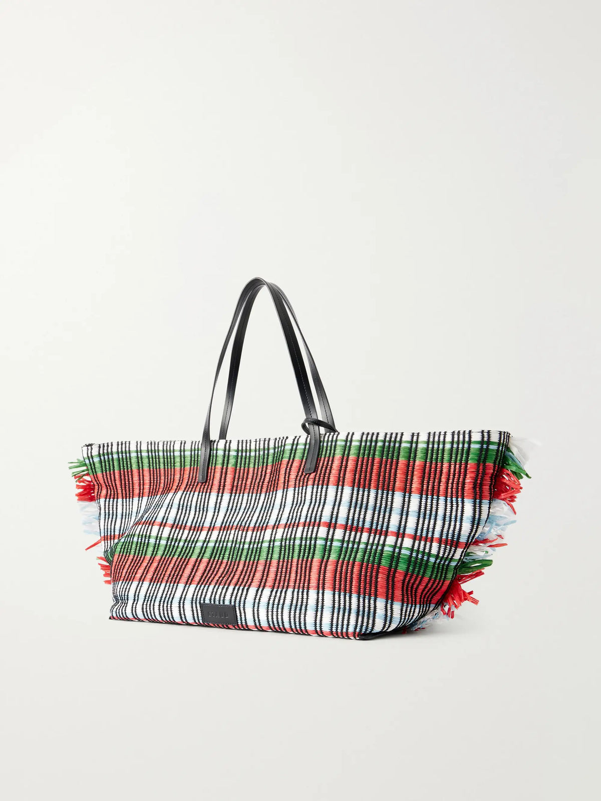 + Da Adolfo Christos Raffia Checked Fringed Tote