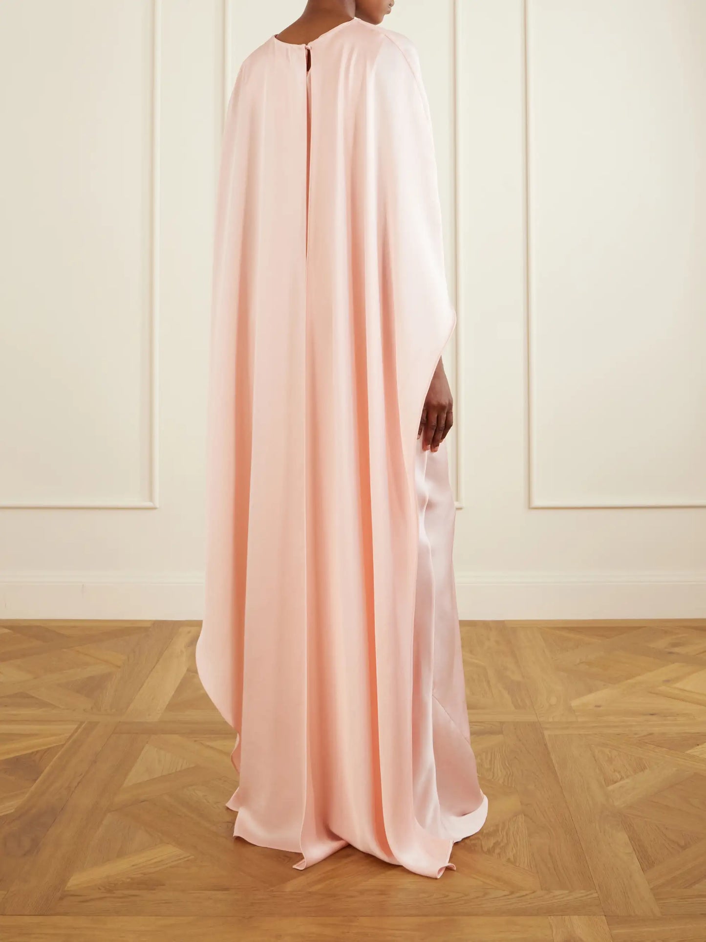 Izel Cape-effect Satin Gown