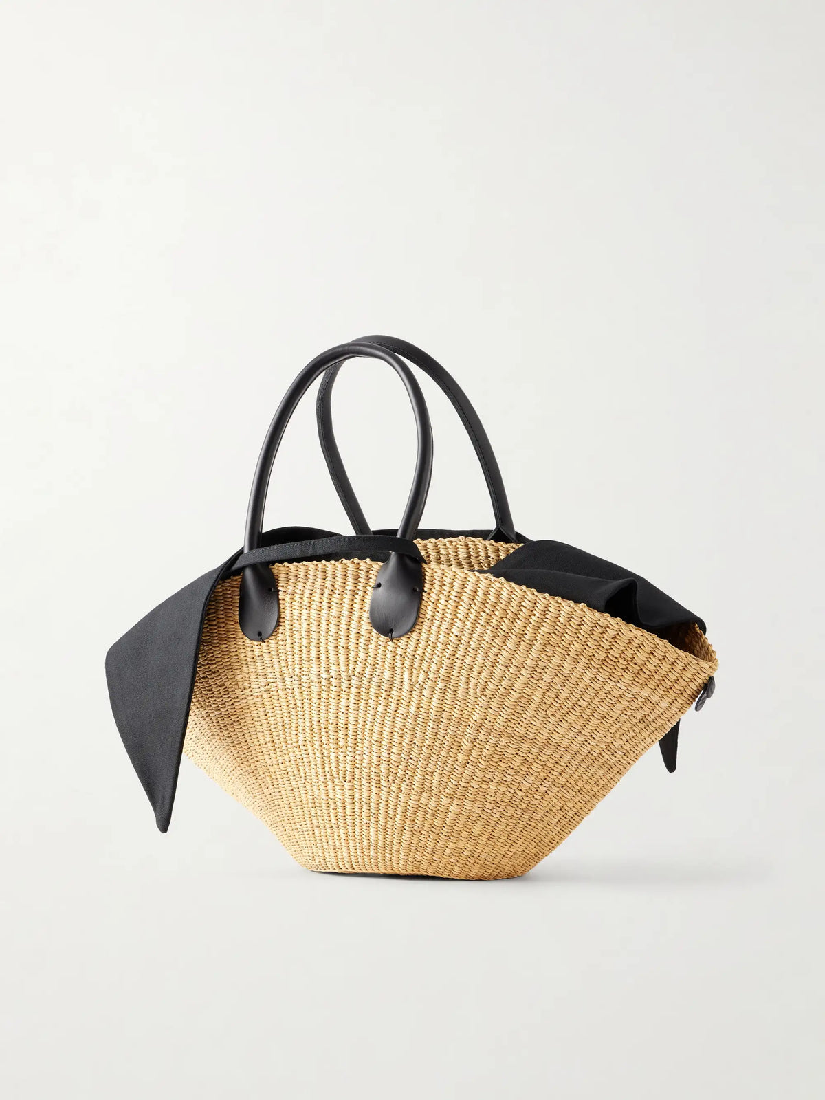 Sophia Leather-trimmed Raffia Tote