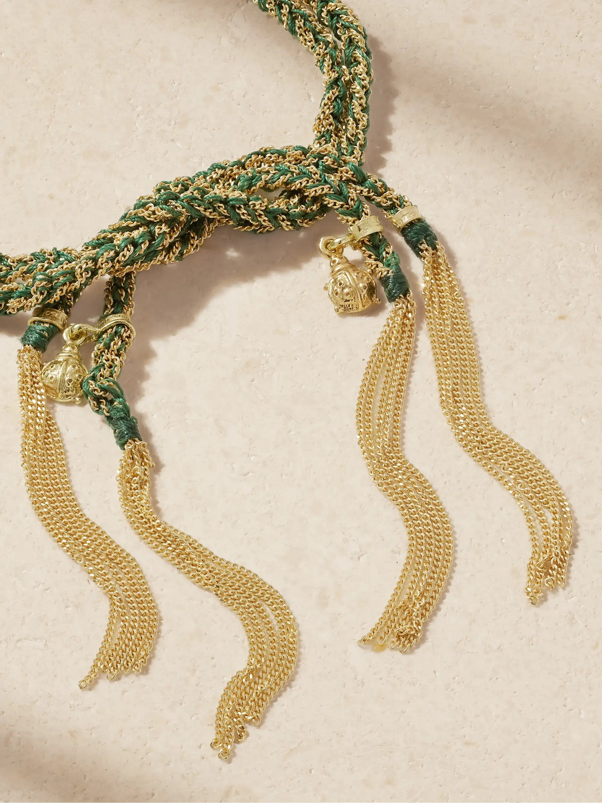 1885 Links Lucky Fortune + Ladybug 18-karat Gold And Silk Bracelet