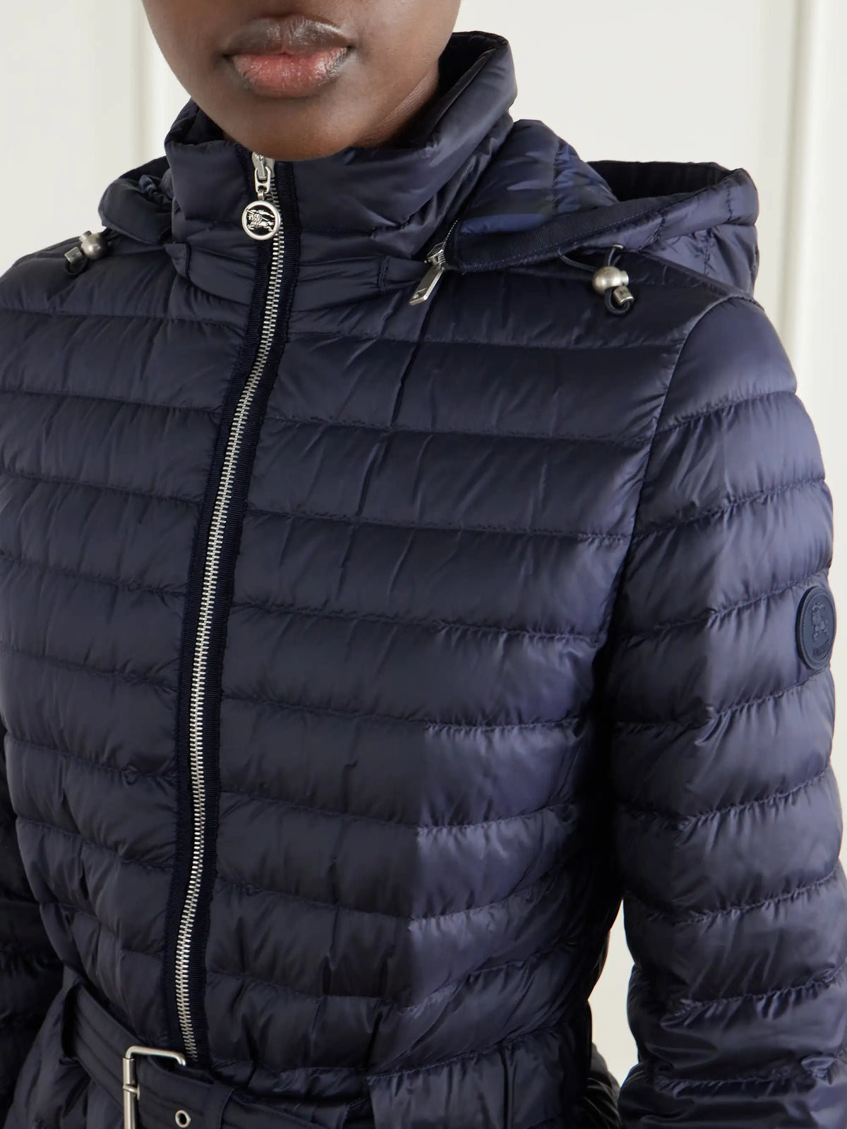 Burberry Hooded Belted Quilted Shell Coat