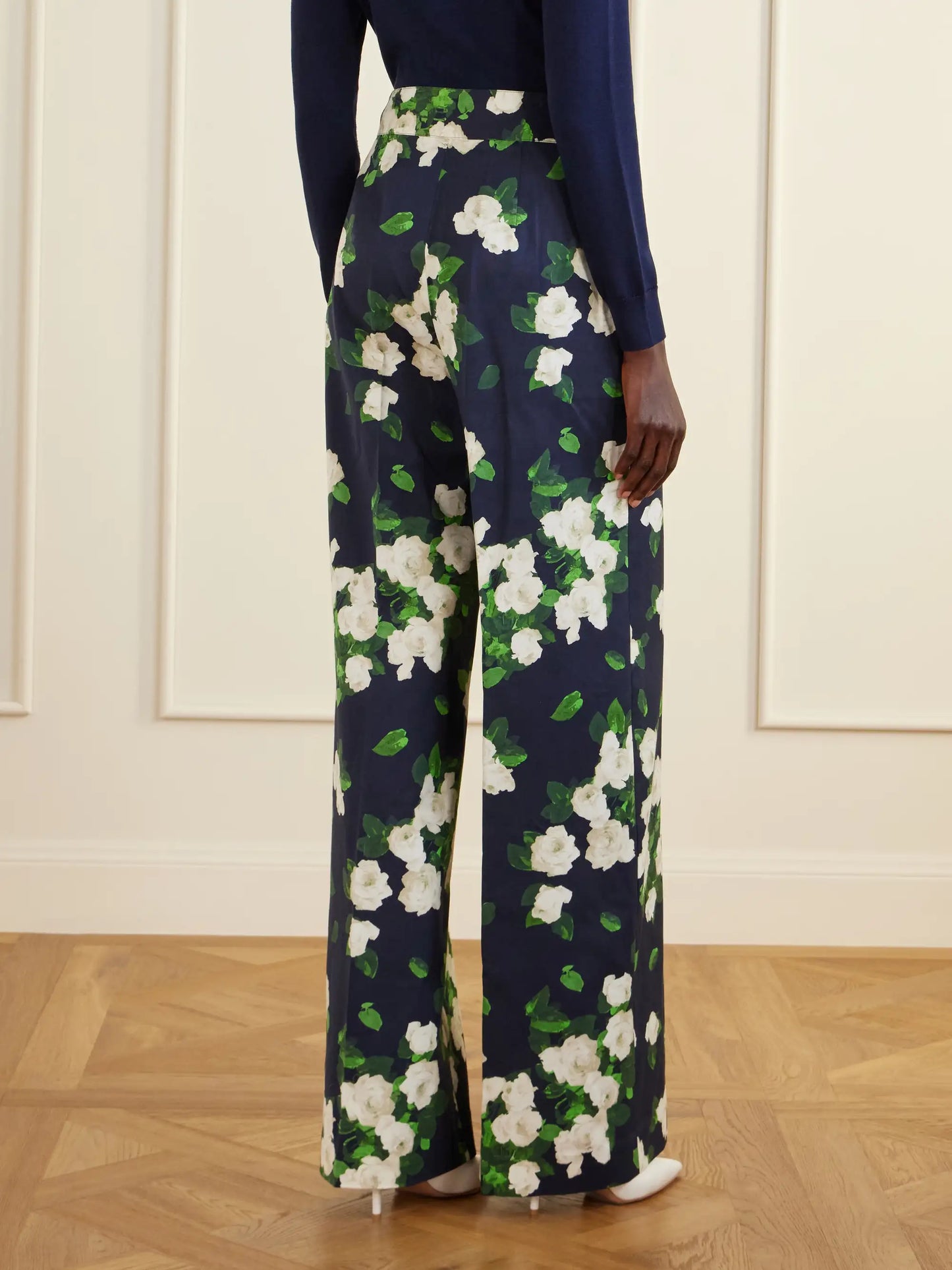 Diane Floral-print High-rise Cotton-blend Wide-leg Pants