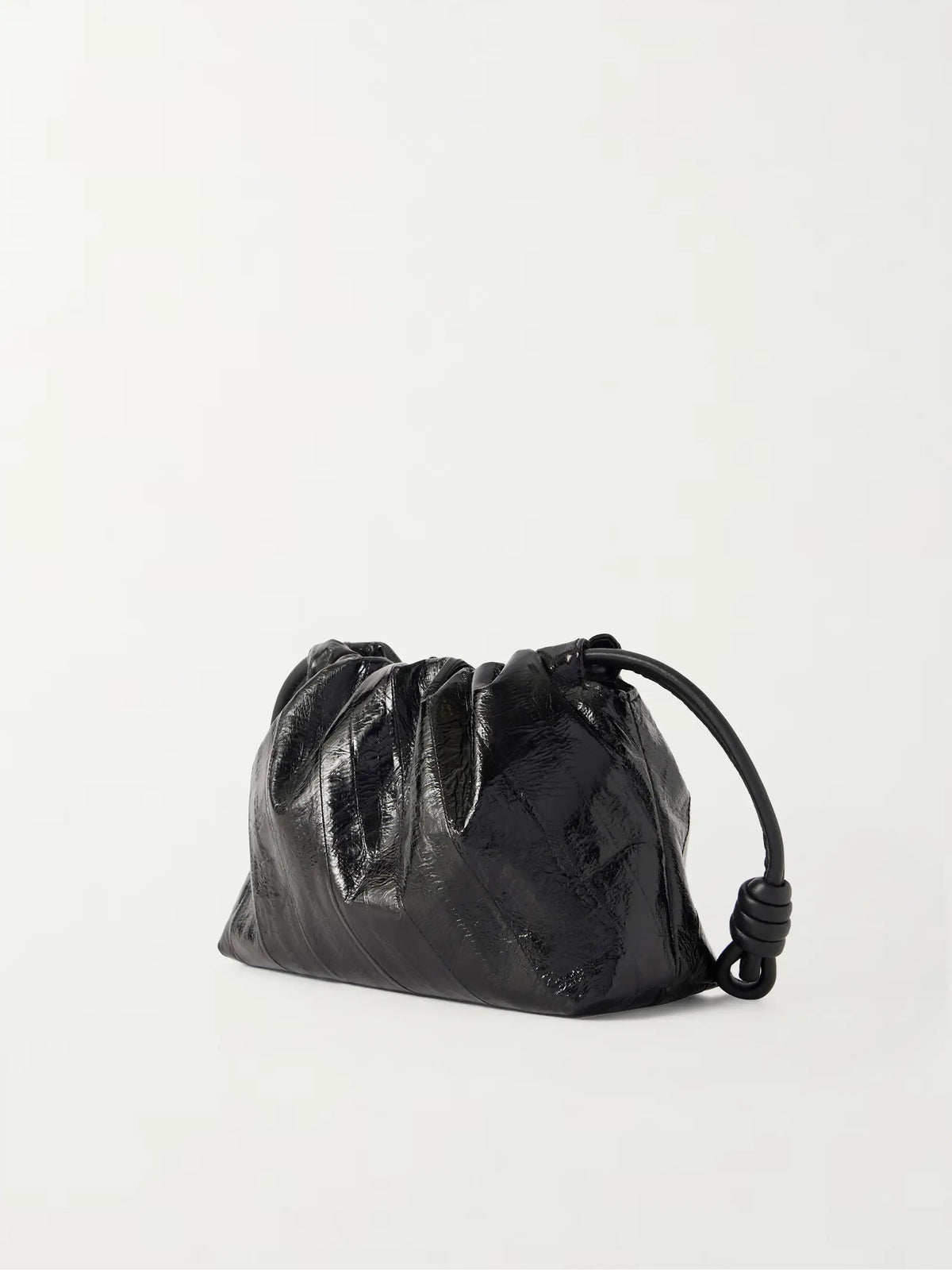 Flamenco Mini Leather-trimmed Crinkled-eel Clutch