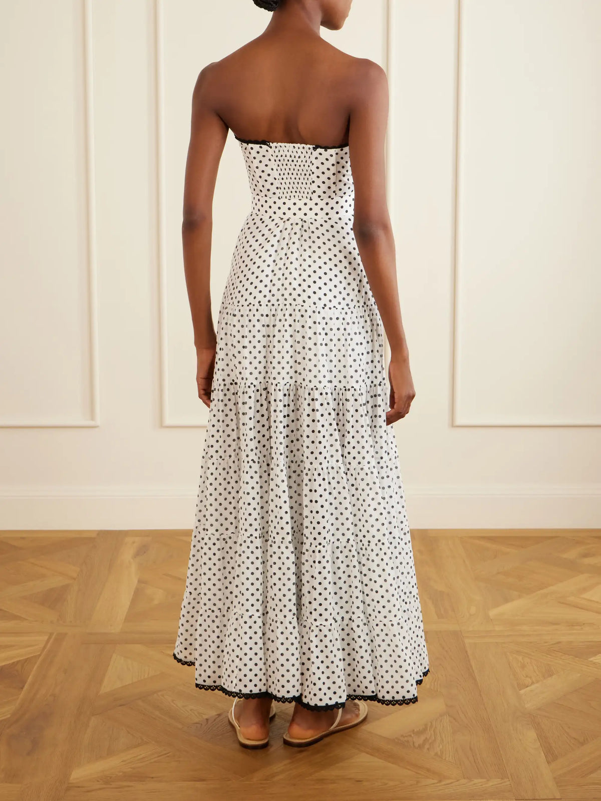 Jimena Belted Tiered Polka-dot Cotton-blend Voile Maxi Dress