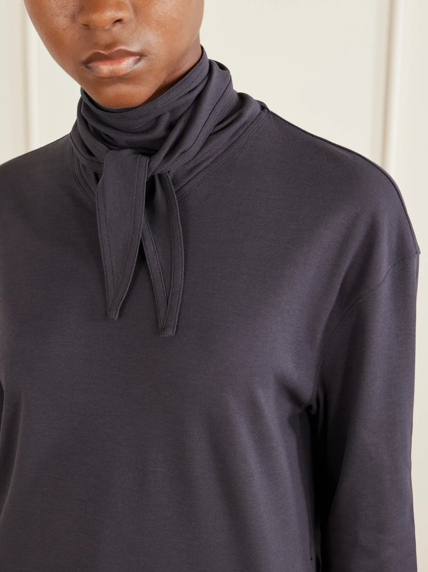 Tie-detailed Cotton-jersey Blouse