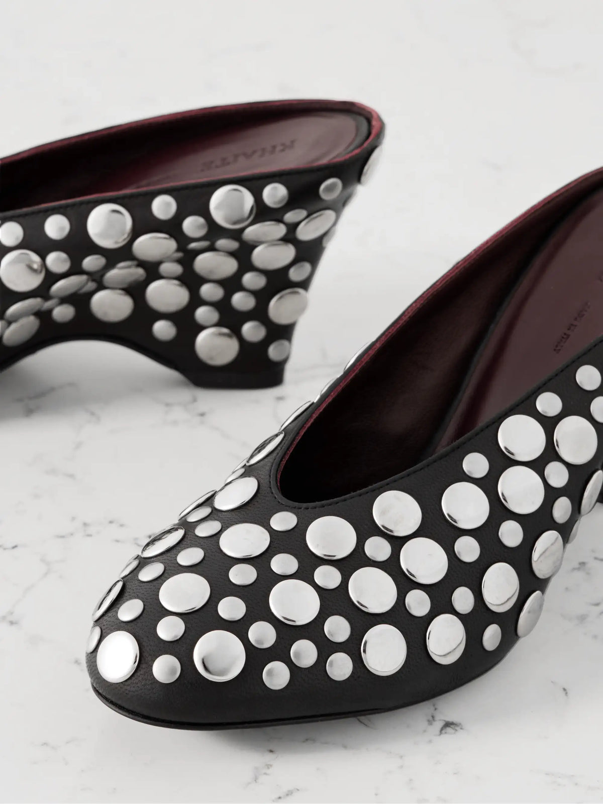Cloak Studded Leather Mules
