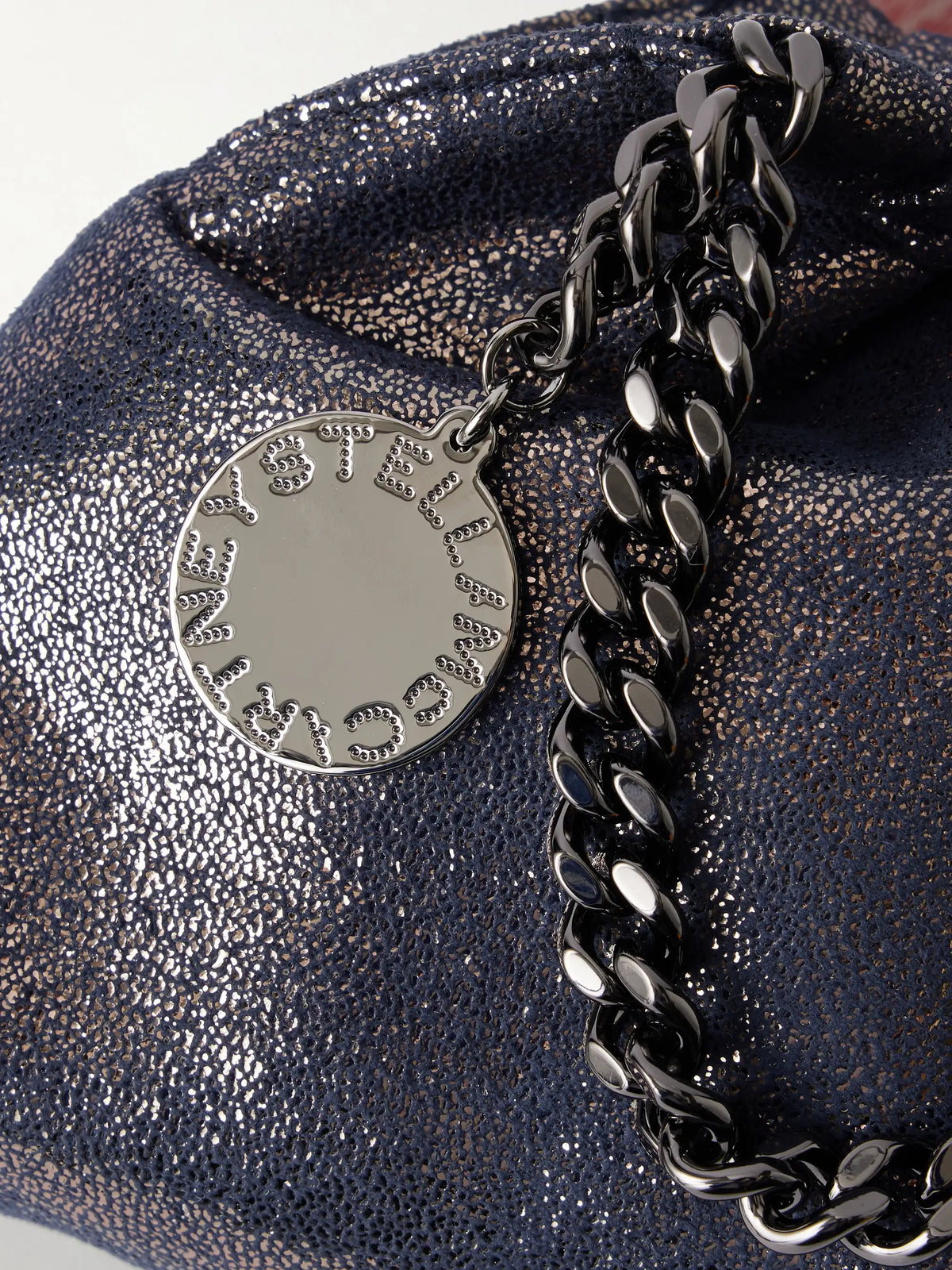 Falabella Mini Metallic Vegetarian Suede Drawstring Bag