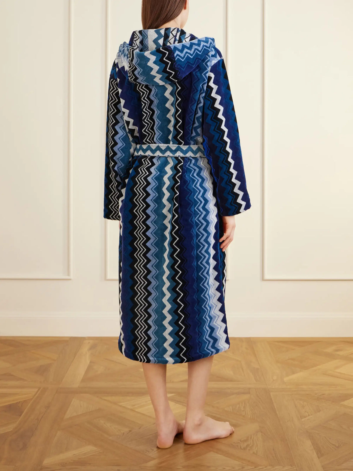 Giacomo Striped Hooded Belted Cotton-terry Robe