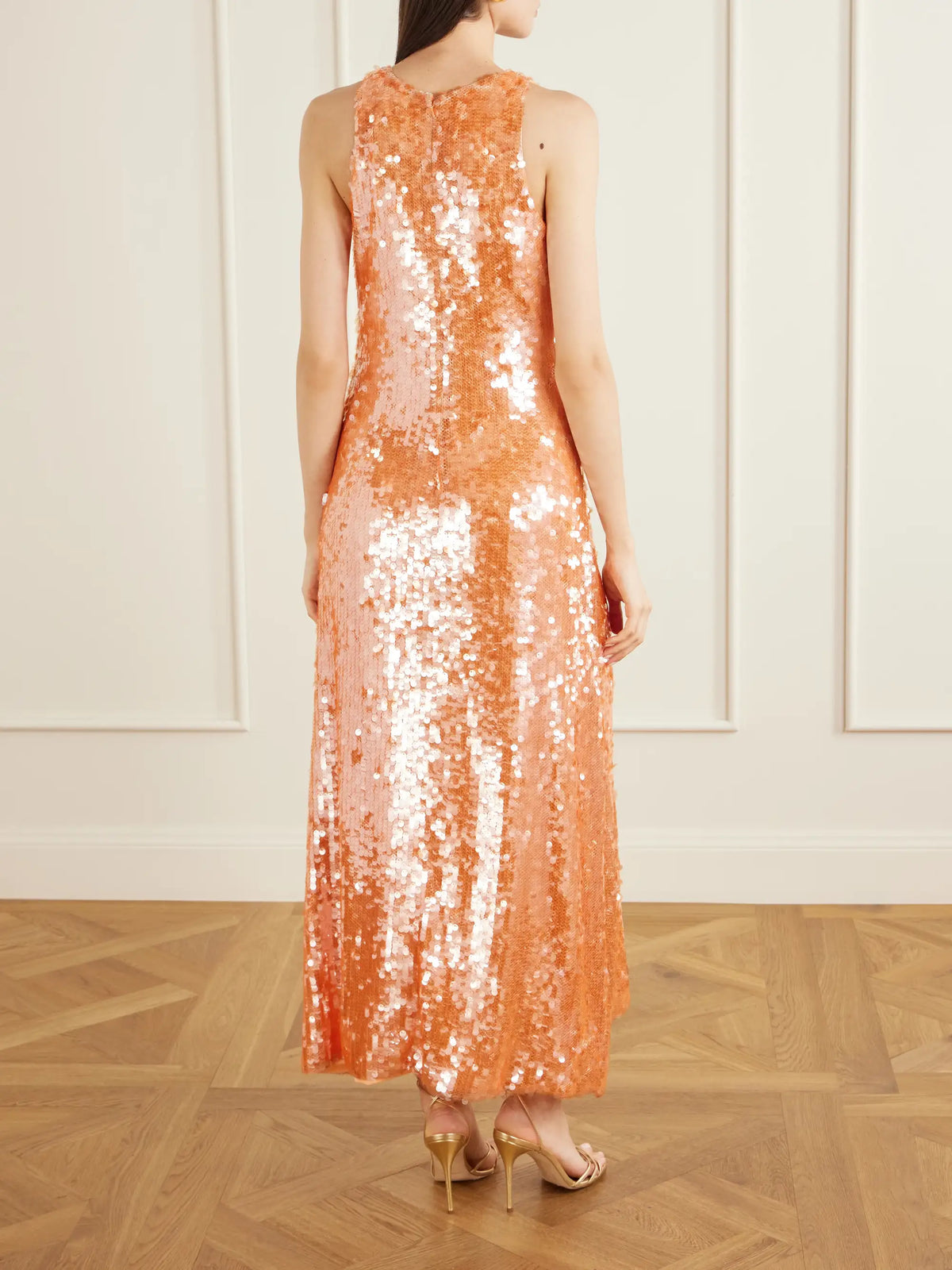 Sequin-embellished Mesh Midi Dress