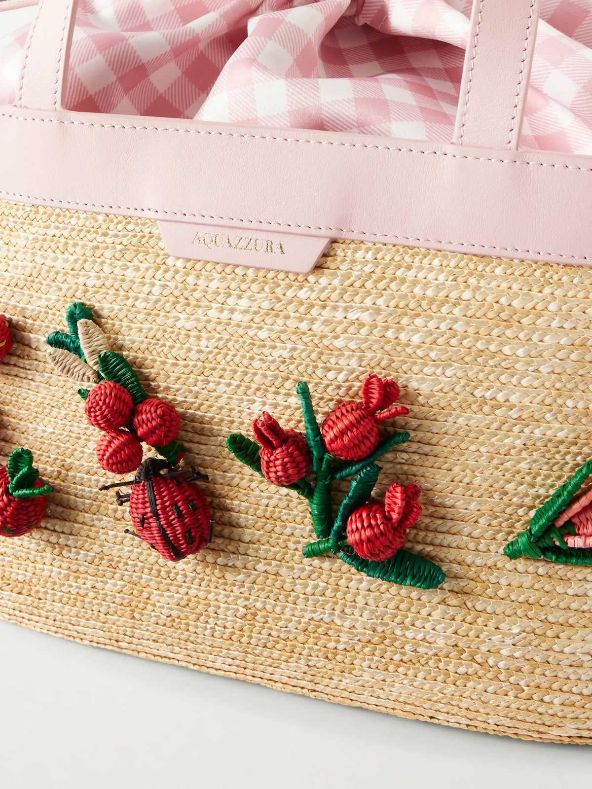 Botanica Floral-embellished Leather-trimmed Raffia Tote