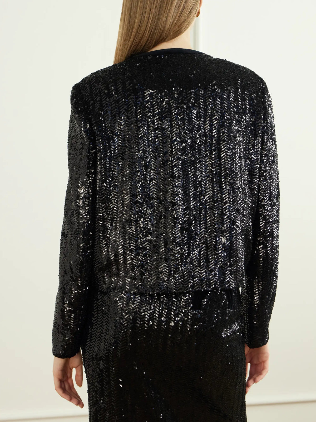 BLAZÉ Milano Shamo Velvet-trimmed Sequined Jacket