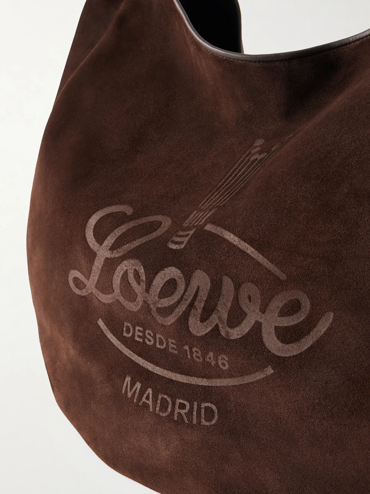Logo-debossed Leather-trimmed Suede Tote