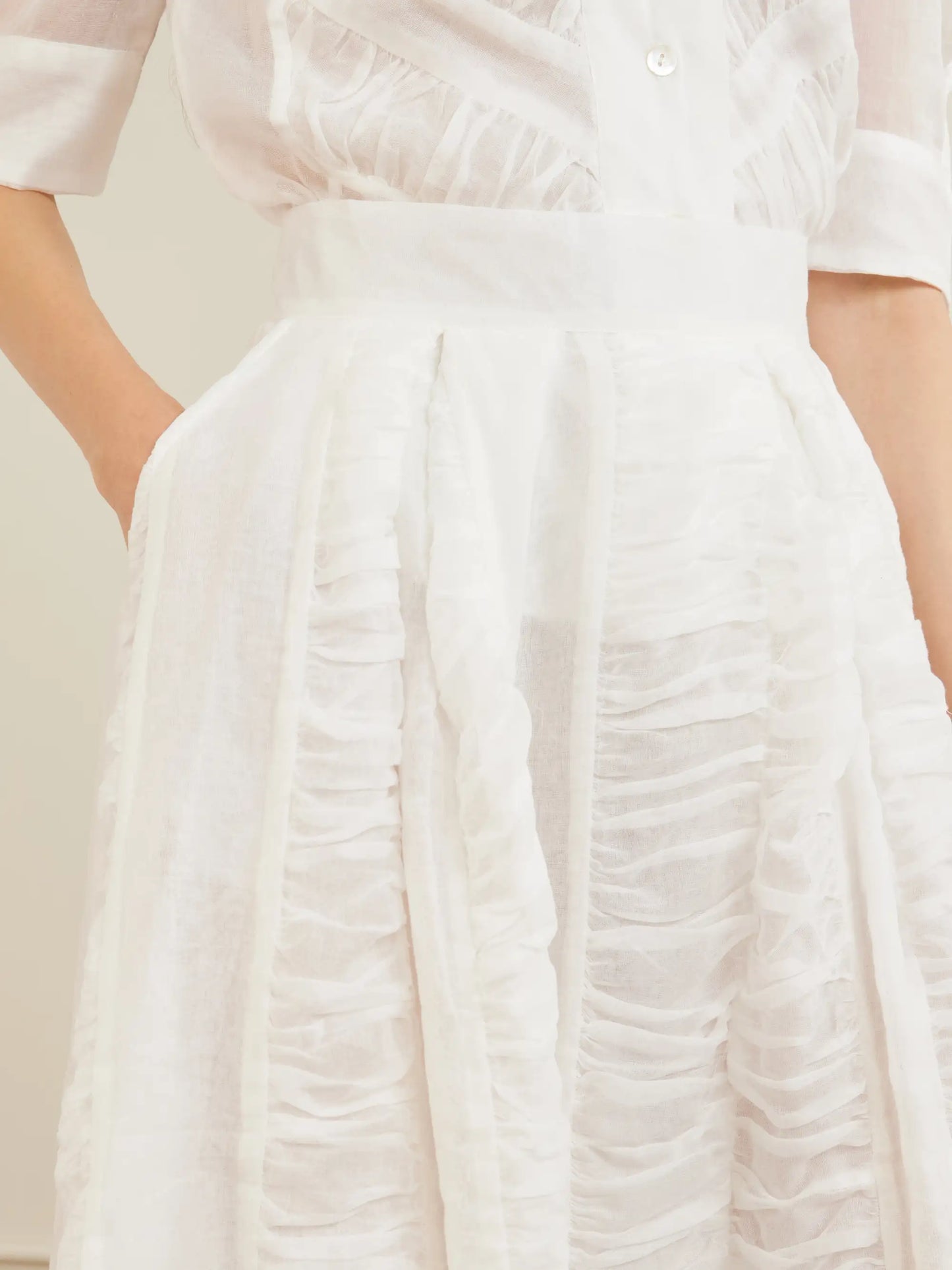Wynona Ruched Cotton-gauze Midi Skirt