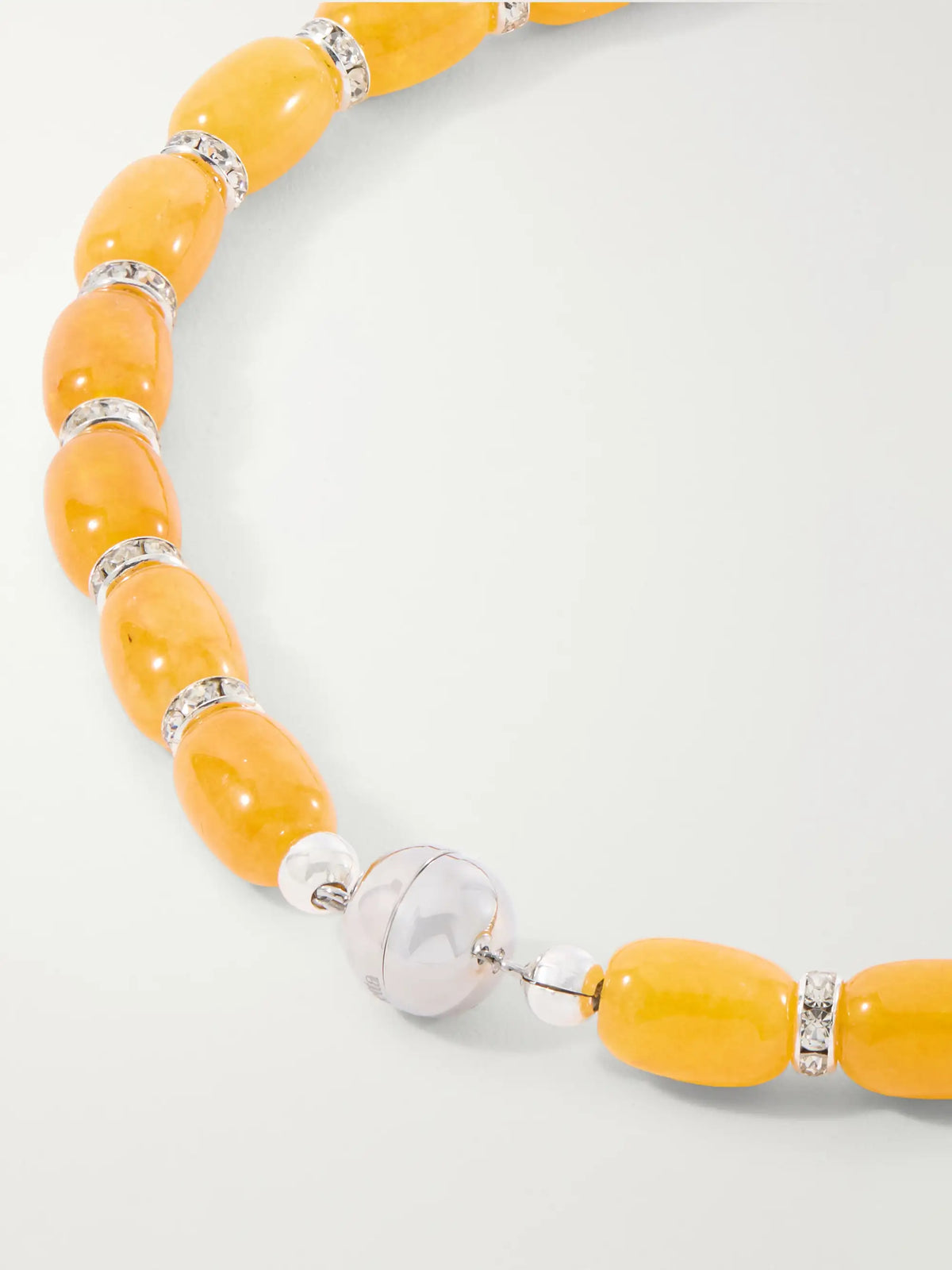 Donna Rhodium-pleated, Rhodochrosite And Crystal Beaded Necklace