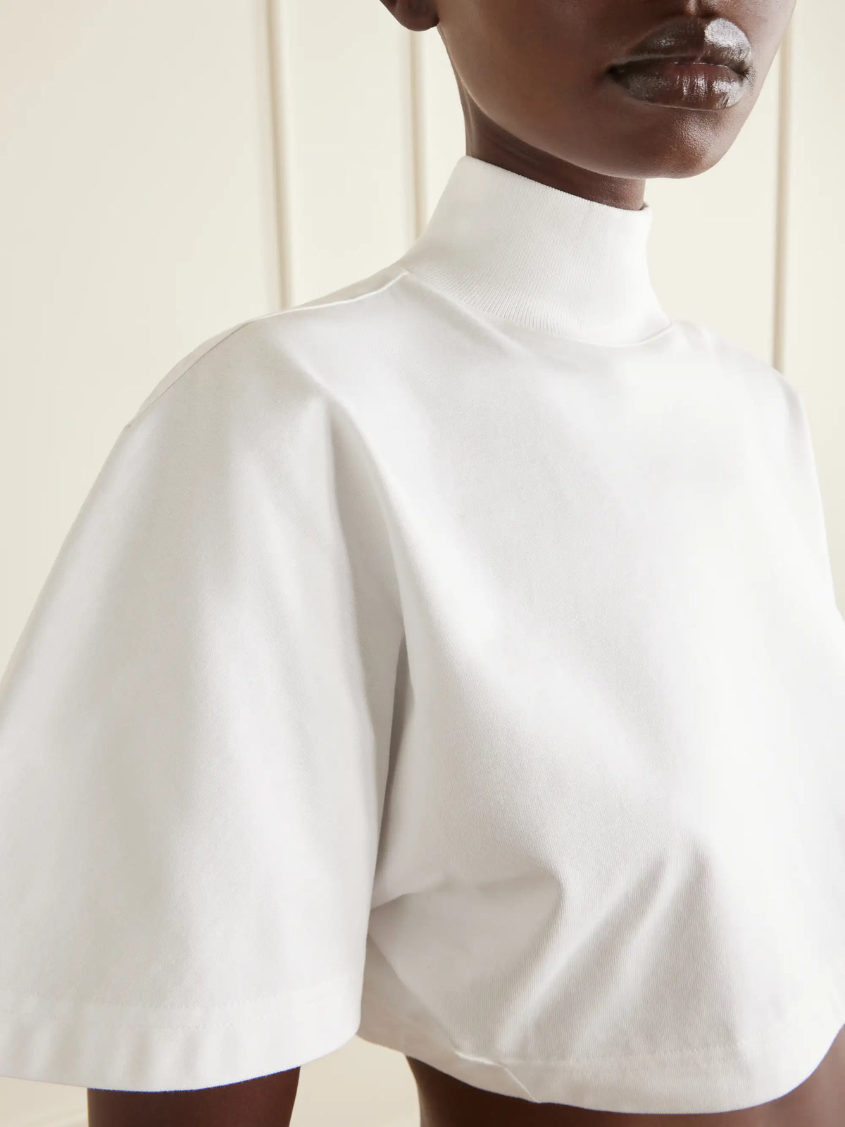 Alaïa Cropped Cotton-jersey Turtleneck T-shirt