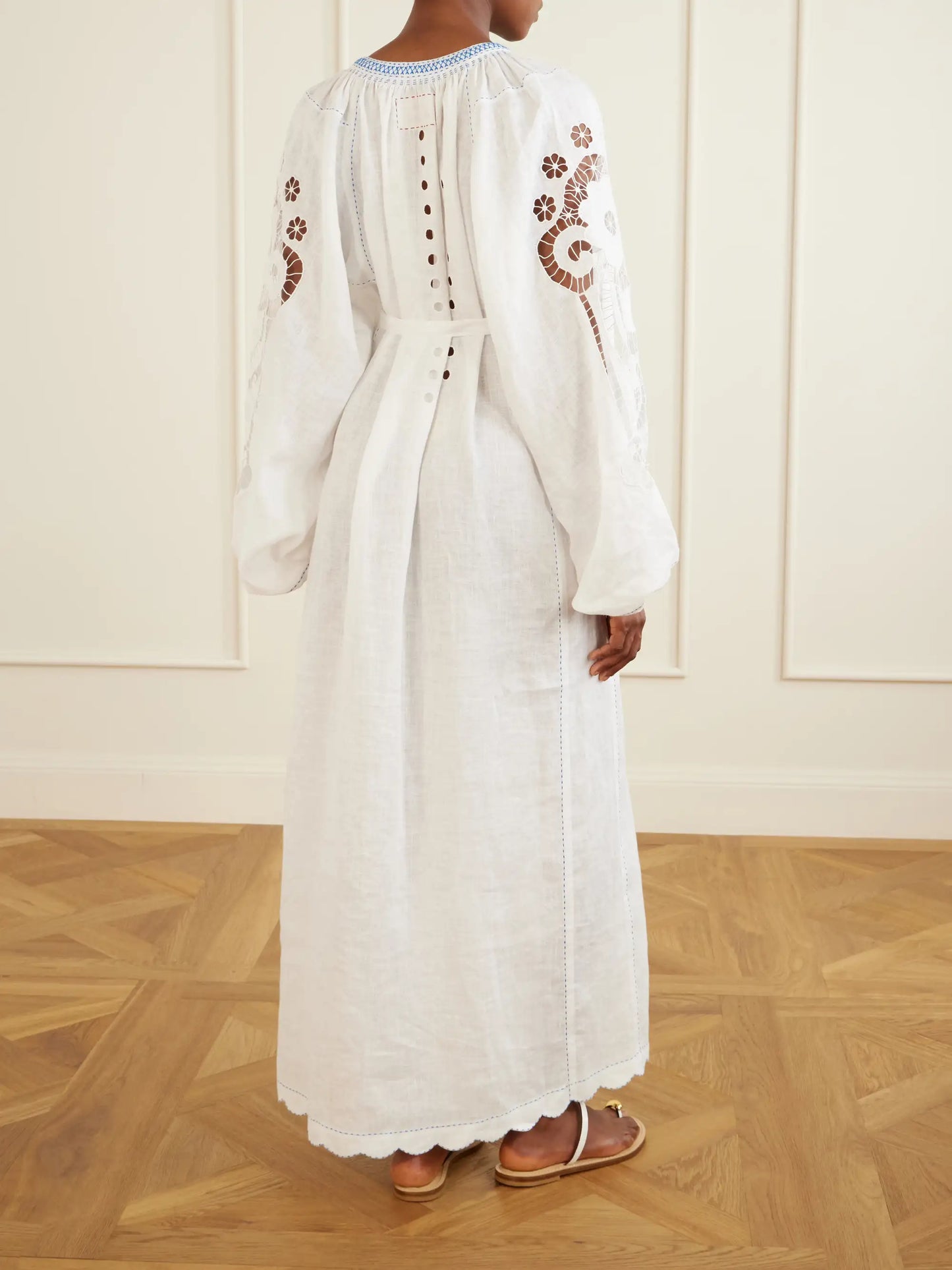 Babylon Broderie Anglaise-trimmed Linen Maxi Dress