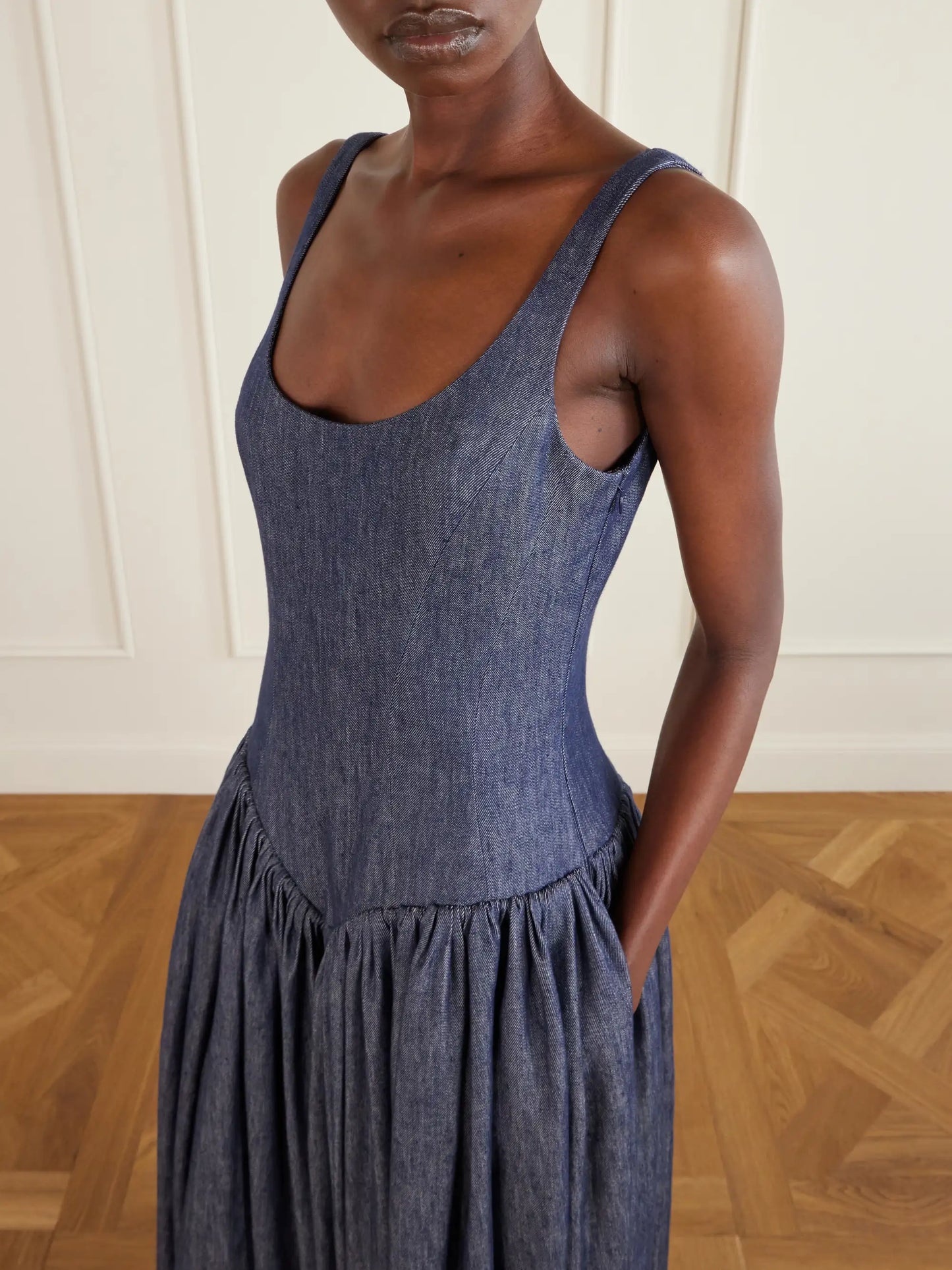 Isai Pleated Linen And Silk-blend Maxi Dress