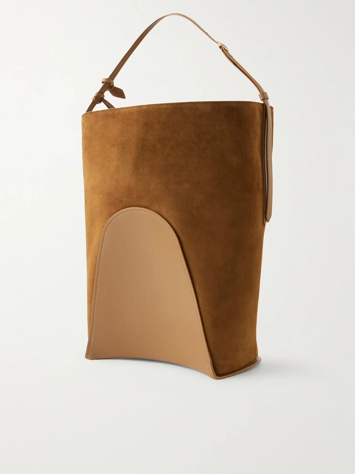 Hip Large Leather-trimmed Suede Bucket Bag