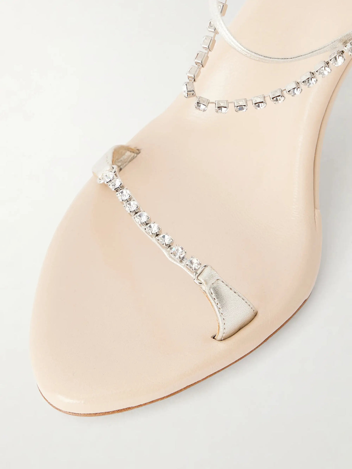 Crystal-embellished Metallic Leather Sandals