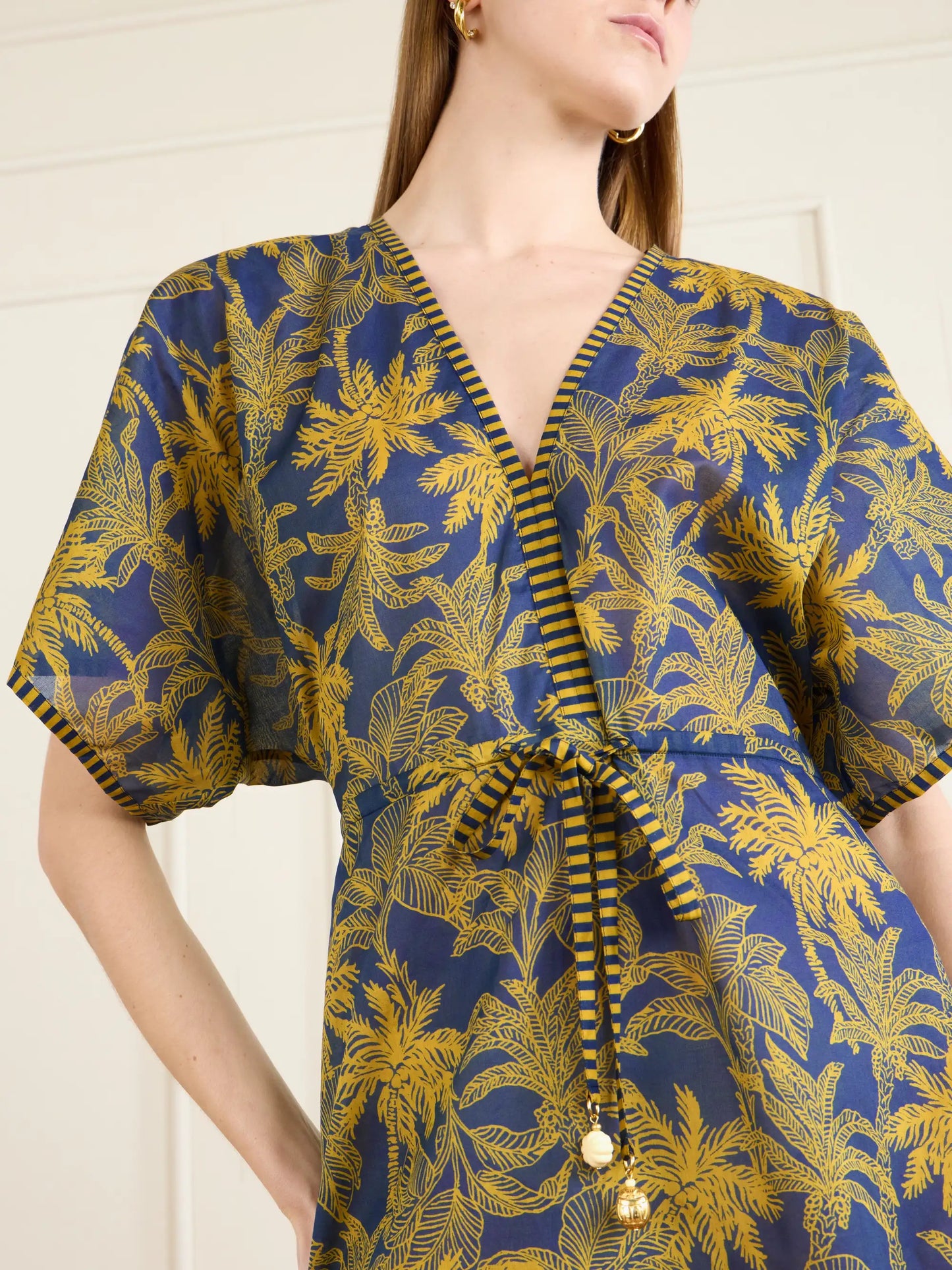 Peninsule Embellished Printed Cotton-voile Mini Dress
