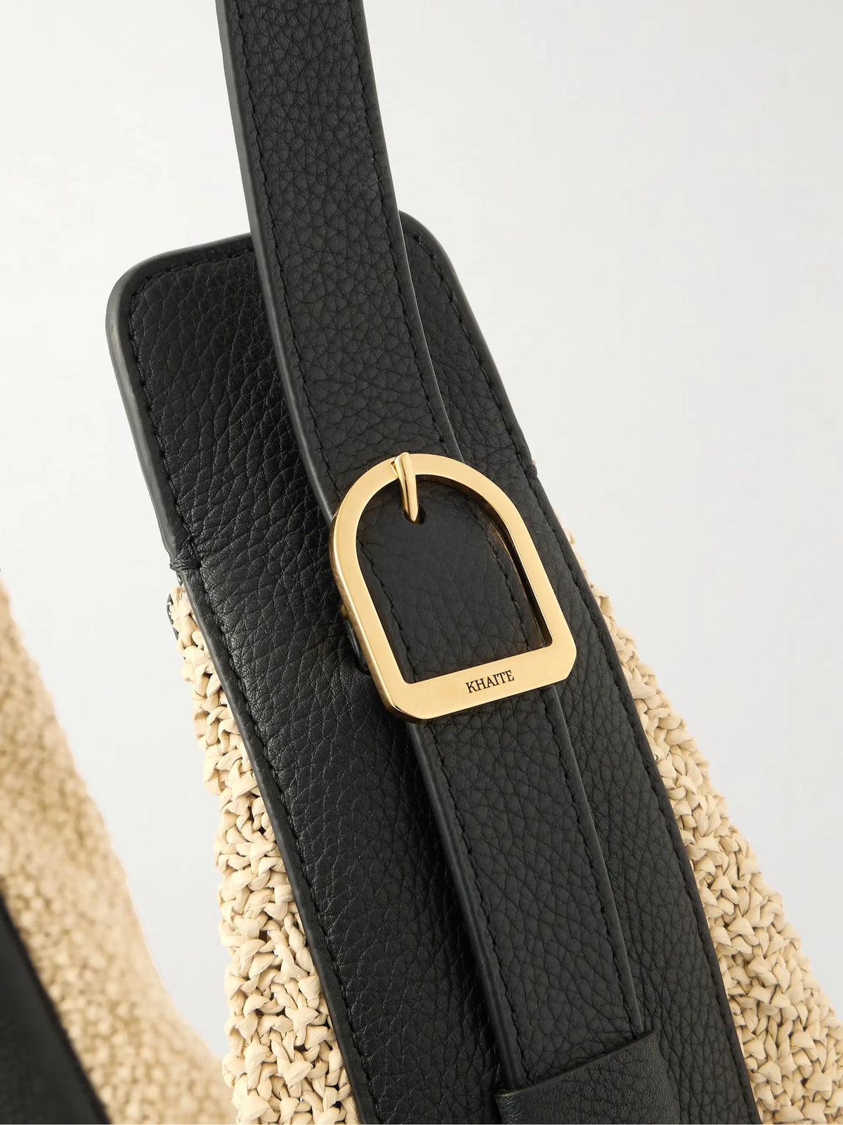 Augustina Leather-trimmed Raffia Shoulder Bag