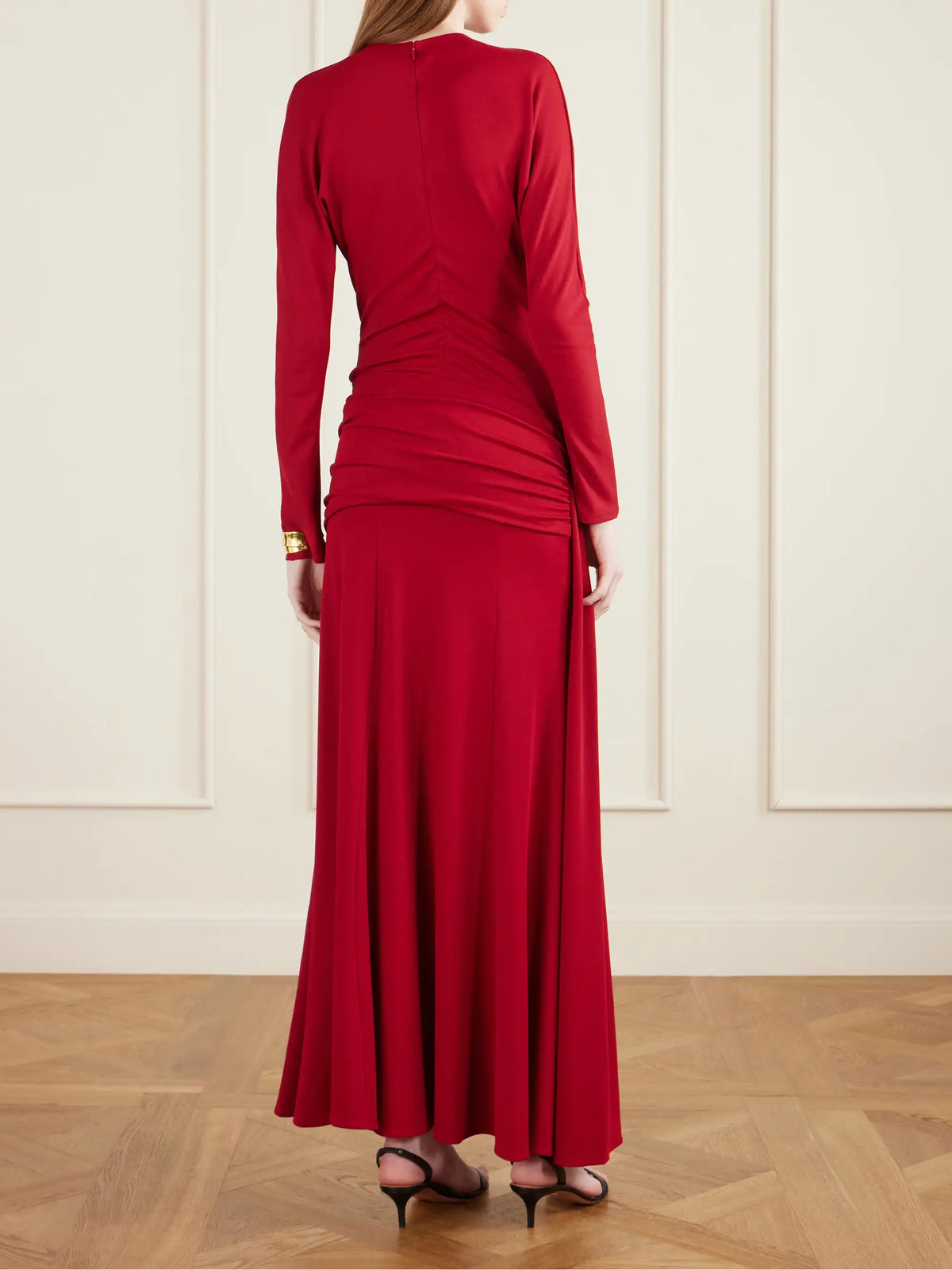 Ruched Chiffon Maxi Skirt