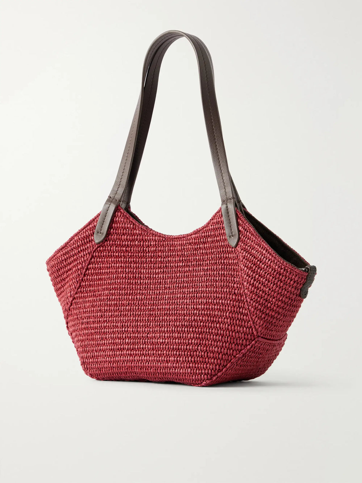 Brunello Cucinelli Reversible Leather-trimmed Raffia Tote