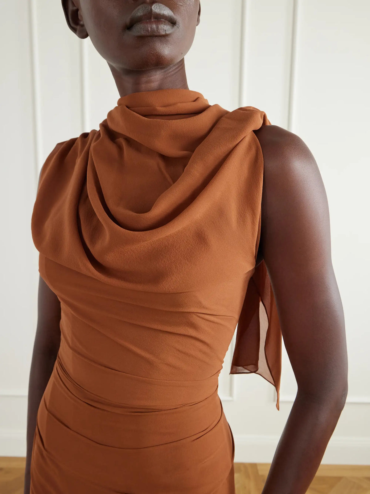 Marmar Halim Scarf-detailed Georgette Gown