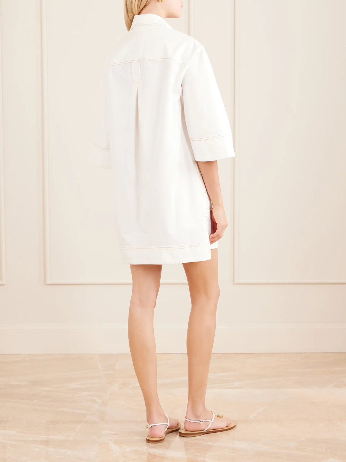 Zimmermann Roselight Paneled Denim Mini Dress