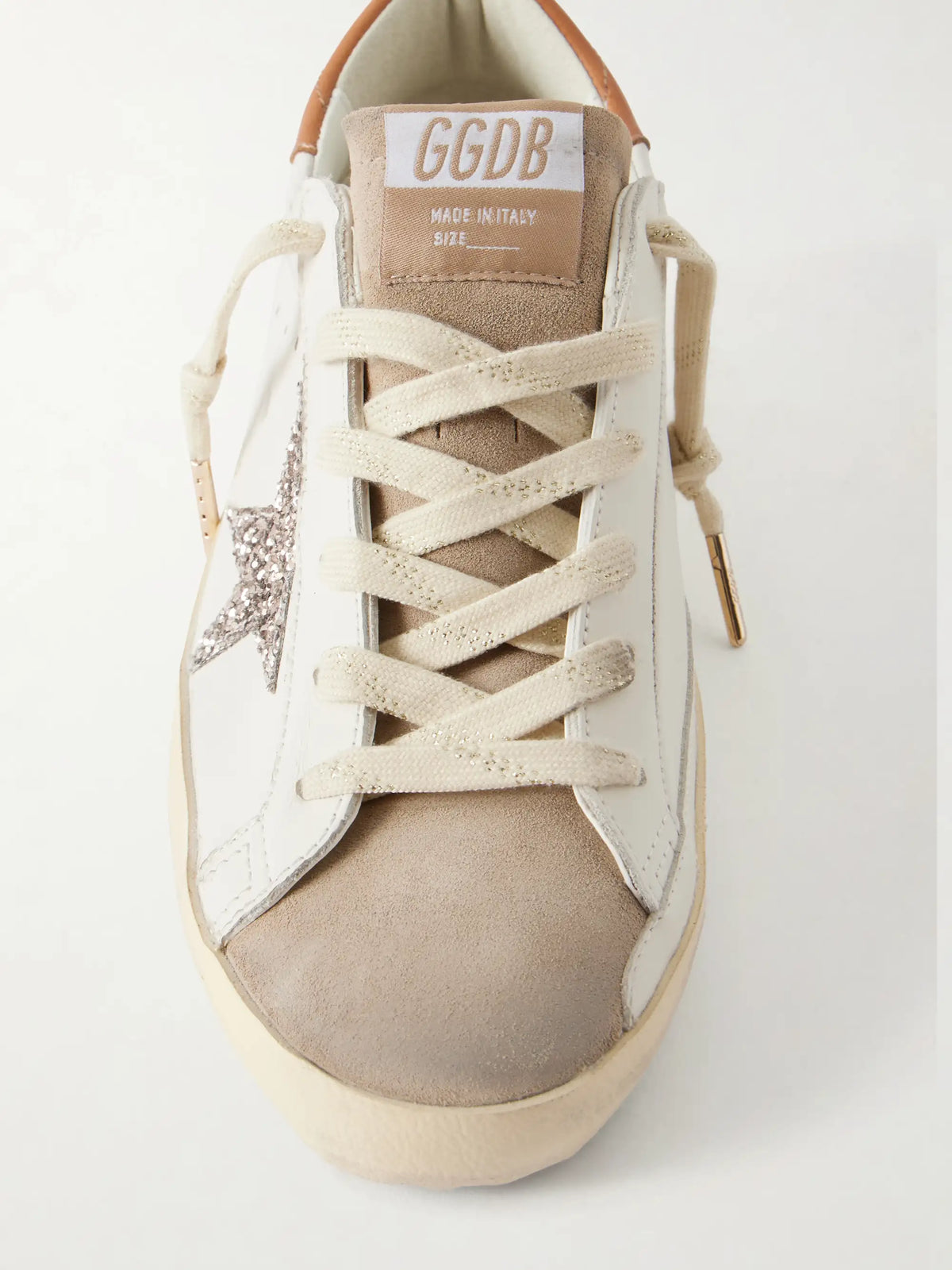 Super-star Distressed Glittered Suede-trimmed Leather Sneakers