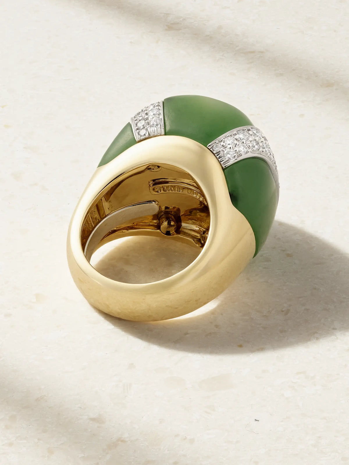 Double Stripe 18-karat Gold And Platinum Topaz, Jade And Diamond Ring
