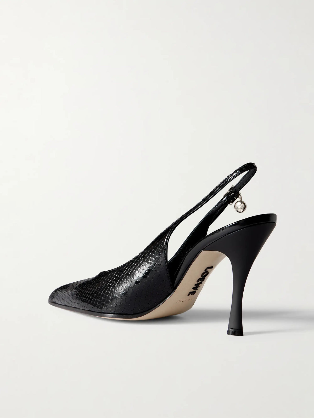 New Comic Embellished Paneled Leather Slingback Pumps