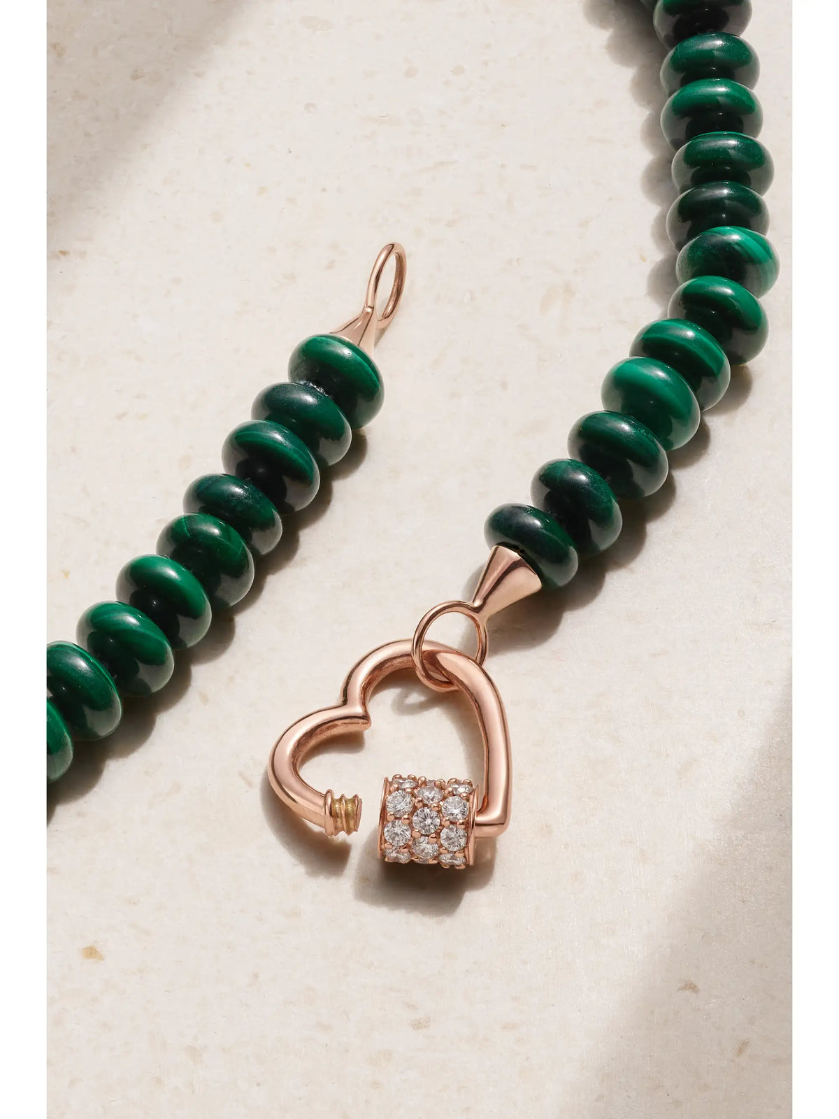 14-karat Rose Gold, Malachite And Diamond Necklace