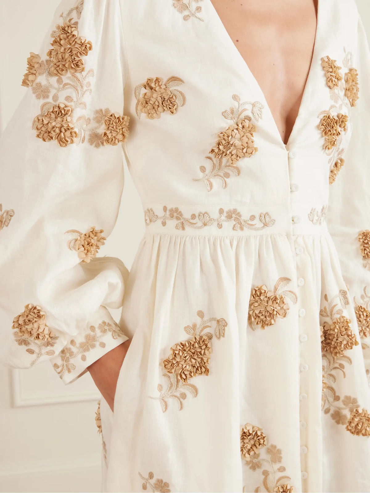 Agua by Agua Bendita Frambuesa Embroidered Cotton Maxi Dress