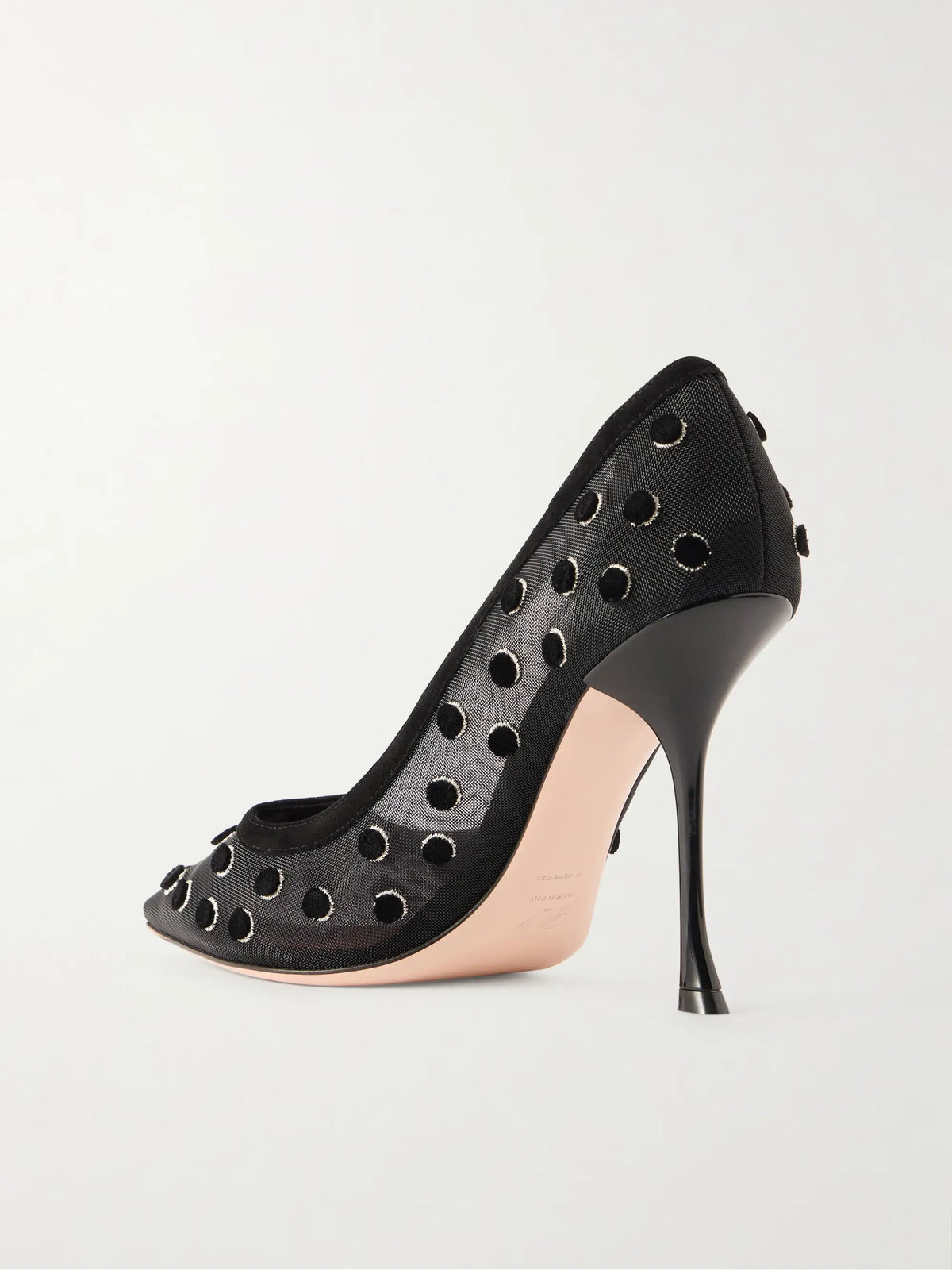 I Love Vivier 100 Suede-trimmed Flocked Mesh Pumps