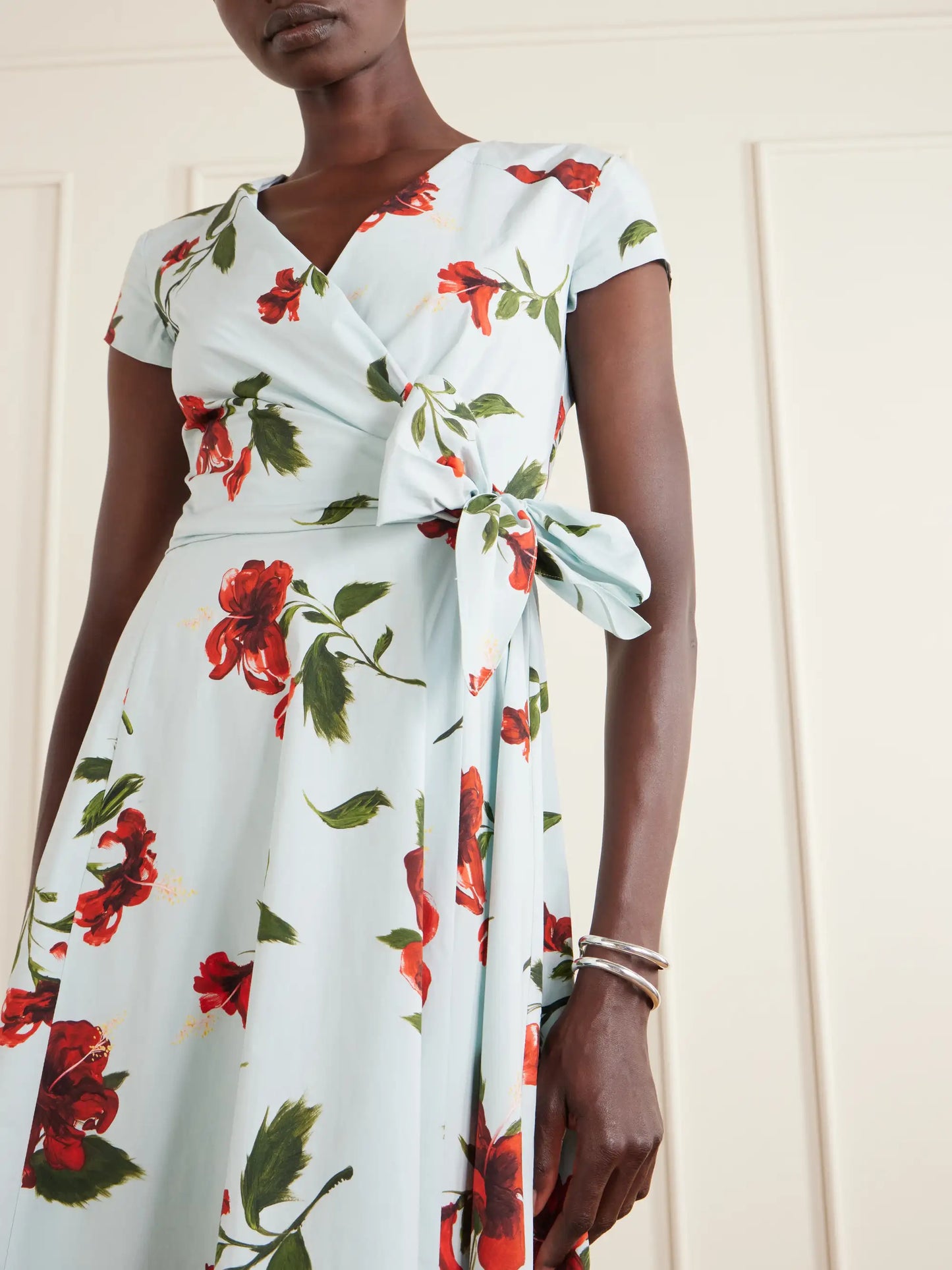 Floral-print Cotton-poplin Wrap Midi Dress